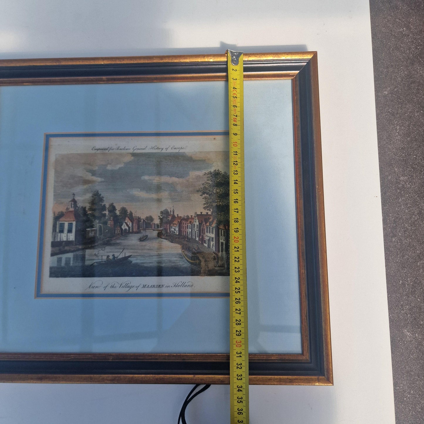 1780 Maarssen Holland Print, Hand-Colored Copper Engraving, Framed