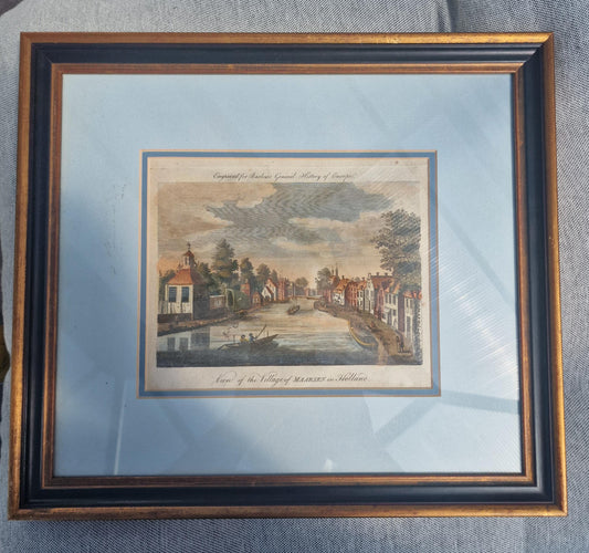1780 Maarssen Holland Print, Hand-Colored Copper Engraving, Framed