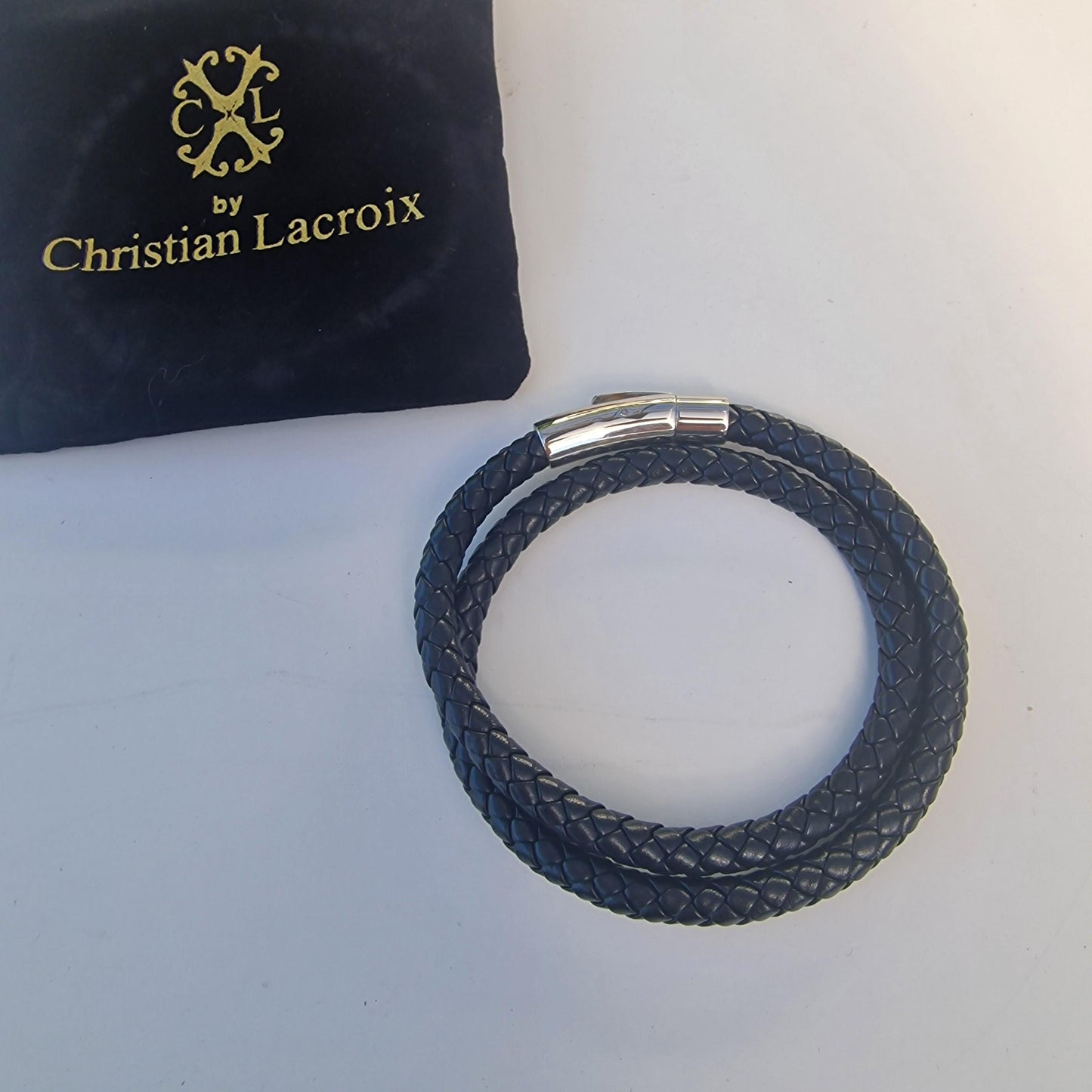 Christian Lacroix Men's Leather & Steel Infinity Bracelet