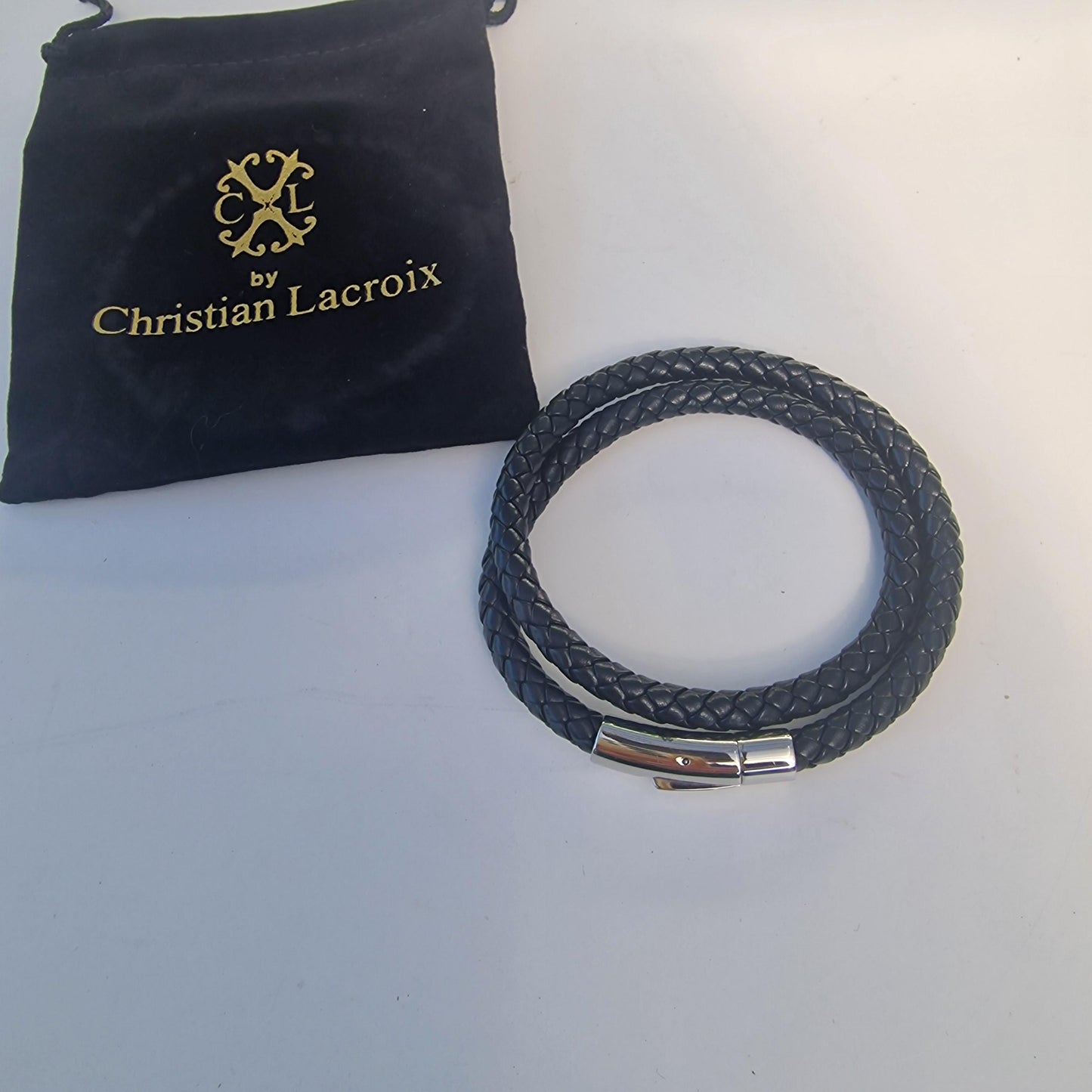 Christian Lacroix Men's Leather & Steel Infinity Bracelet