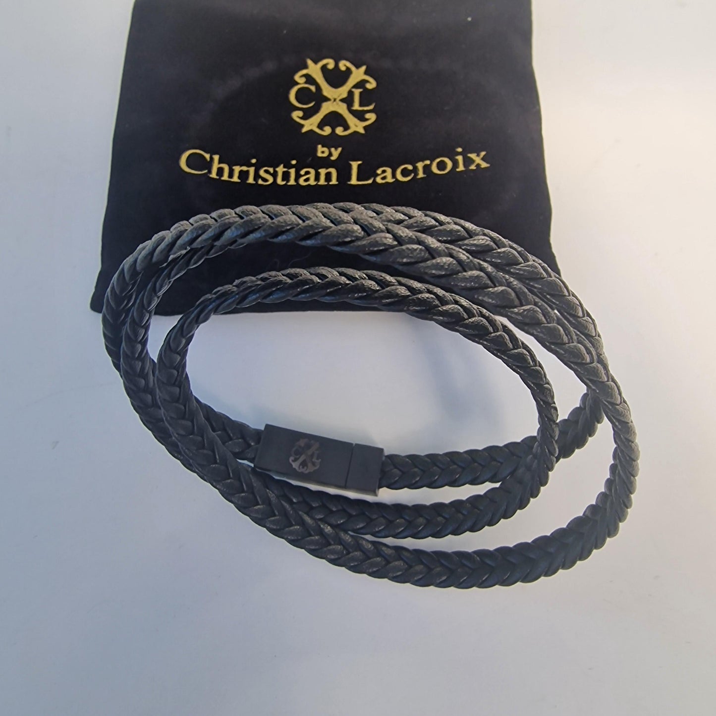 Christian Lacroix Men's Leather & Steel Infinity Bracelet
