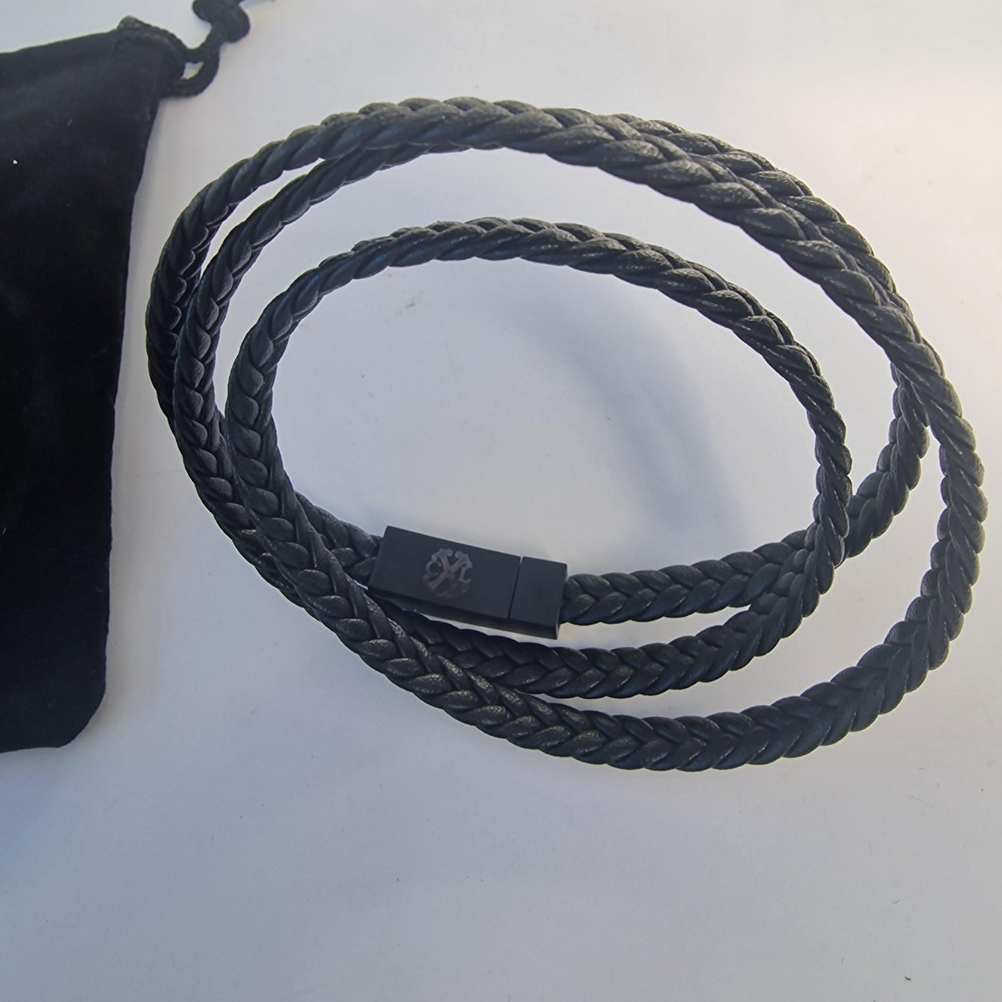 Christian Lacroix Men's Leather & Steel Infinity Bracelet