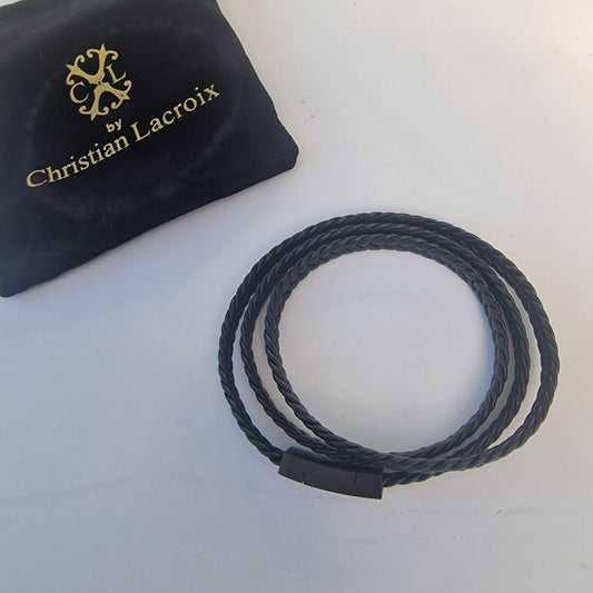 Christian Lacroix Men's Leather & Steel Infinity Bracelet