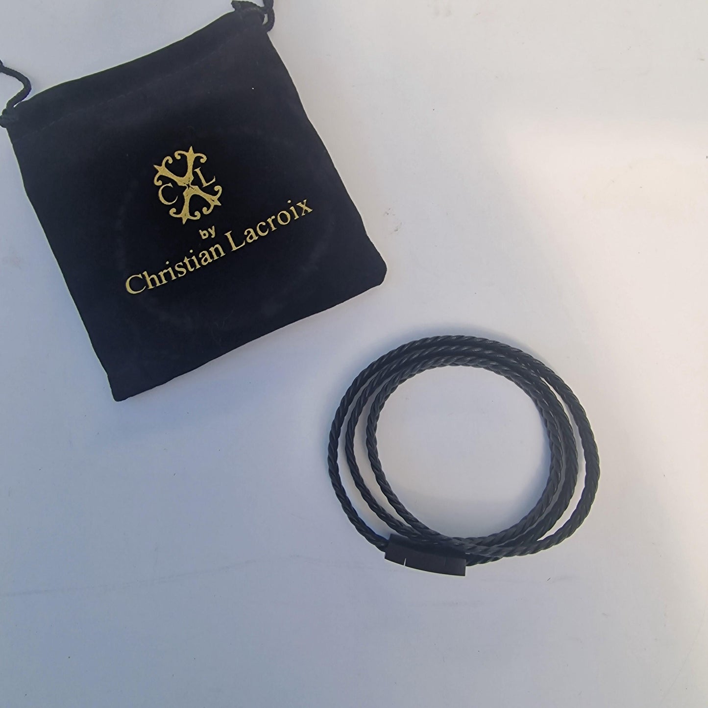Christian Lacroix Men's Leather & Steel Infinity Bracelet