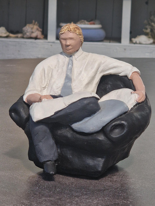 Vintage 1980s Sculpture, Donald Trump Style Figurine, Signed NHD