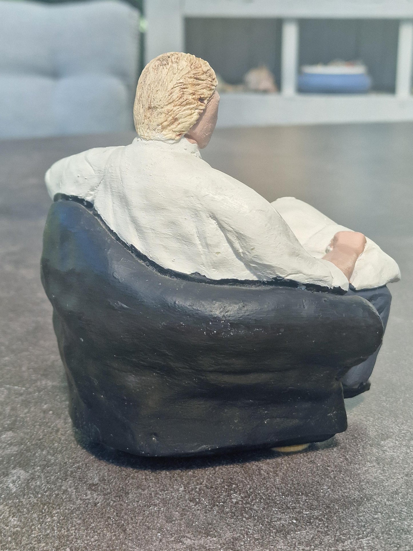Vintage 1980s Sculpture, Donald Trump Style Figurine, Signed NHD