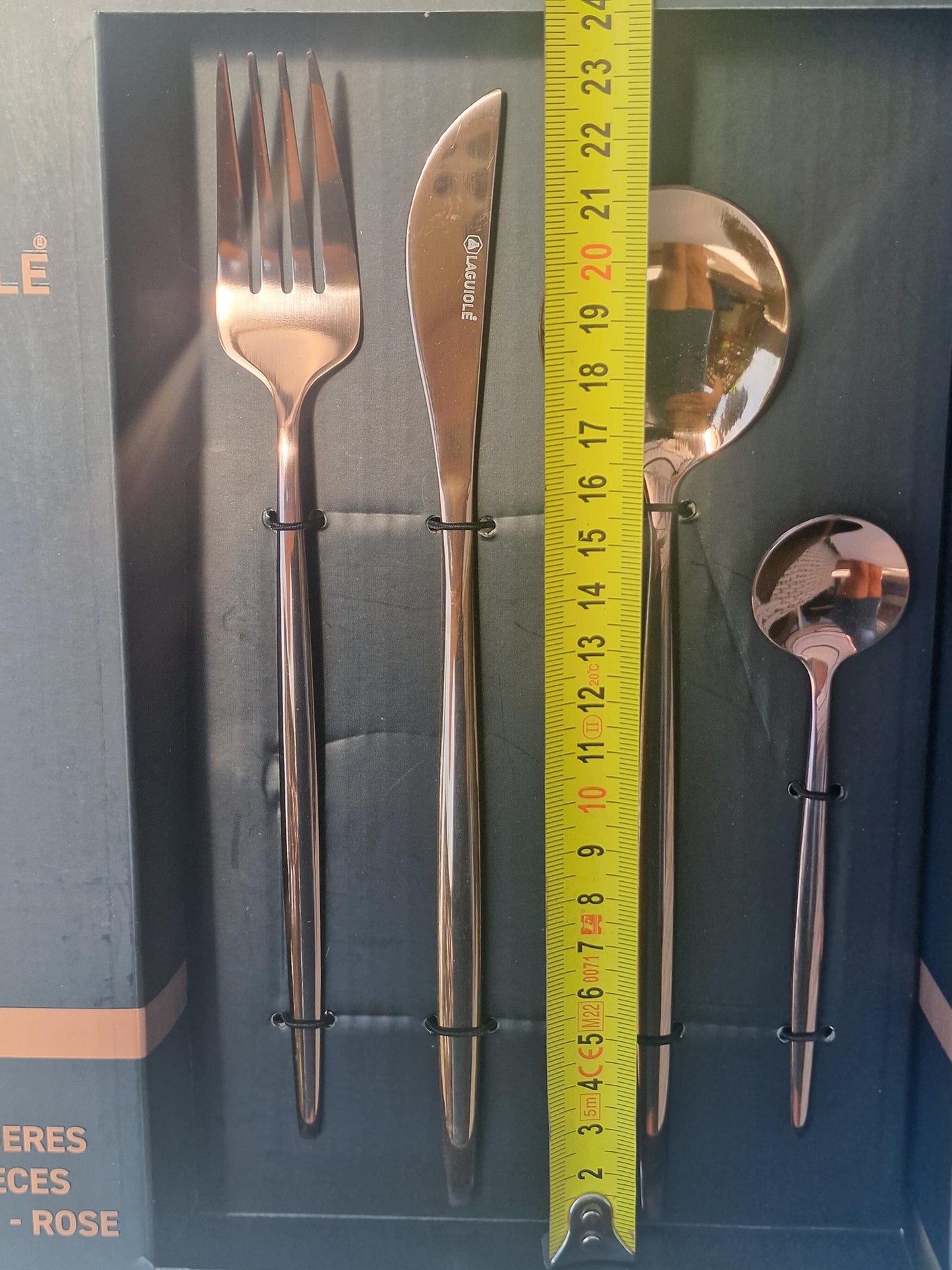 Laguiole Rose Gold Stainless Steel Cutlery Set, Vintage 8-Person