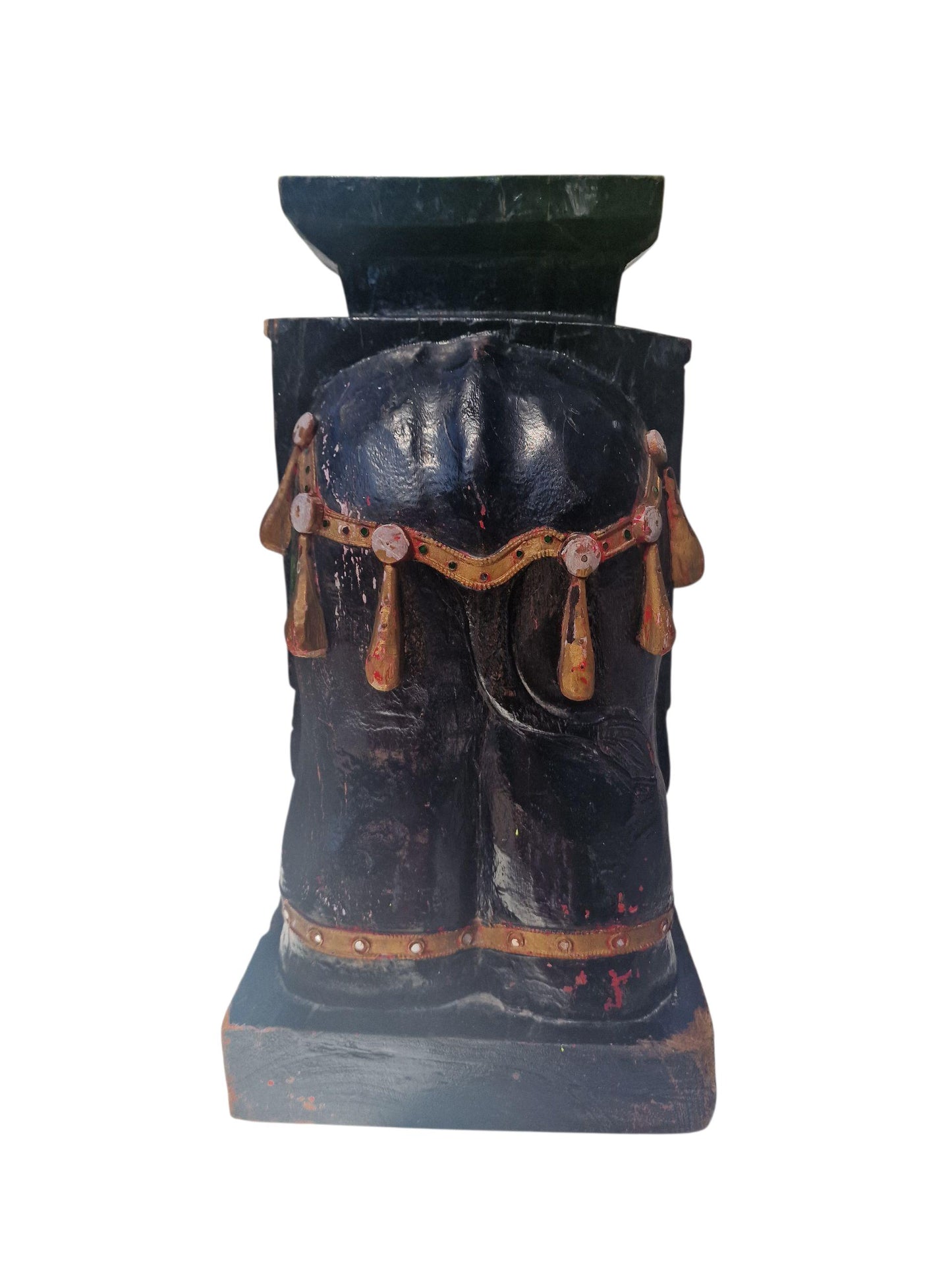 Antique Handcarved Wood Elephant Stool, Indonesian Boho Decor