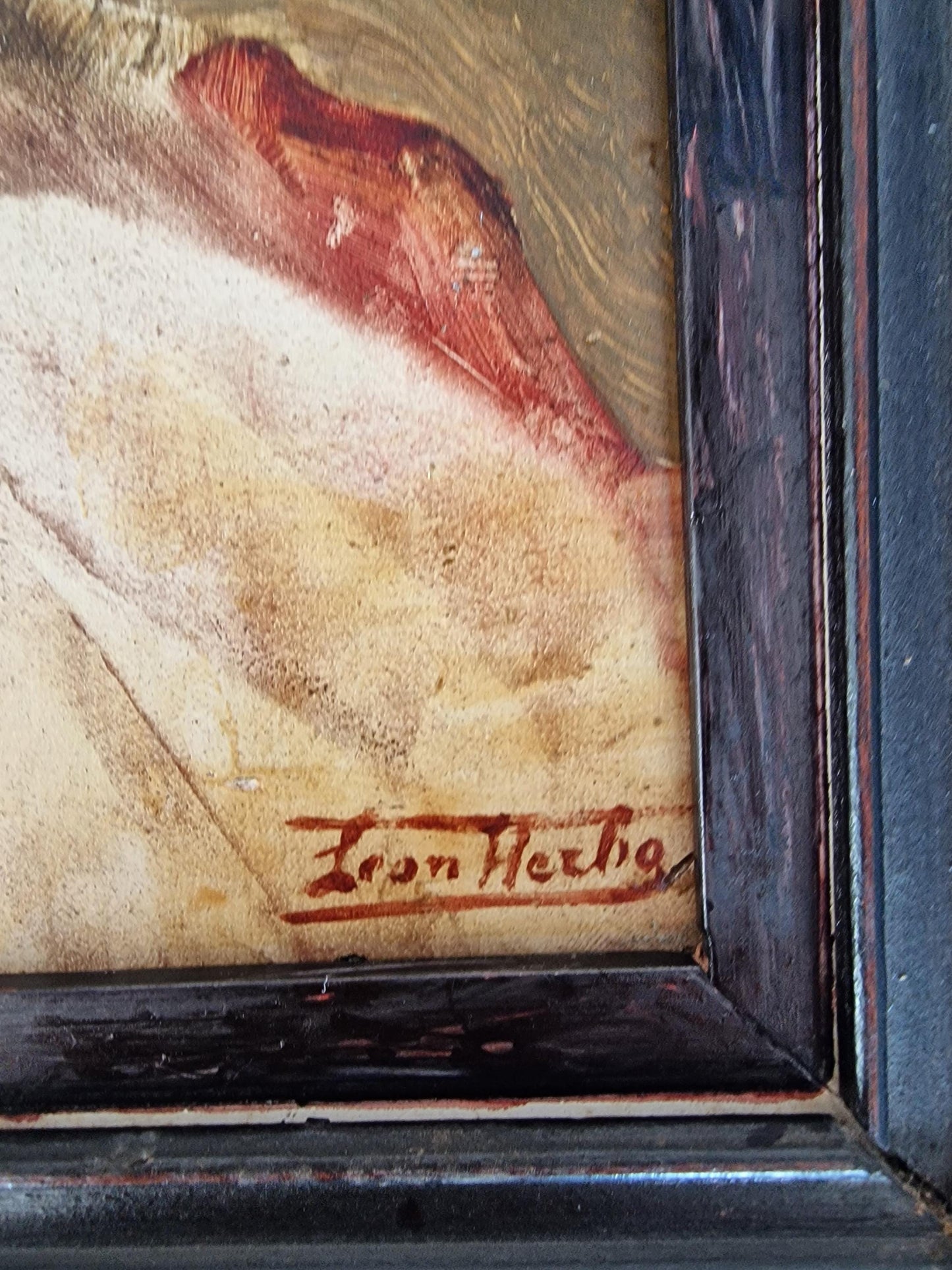 Léon Herbo Portrait – Young Woman, Signed Oil Painting, Framed