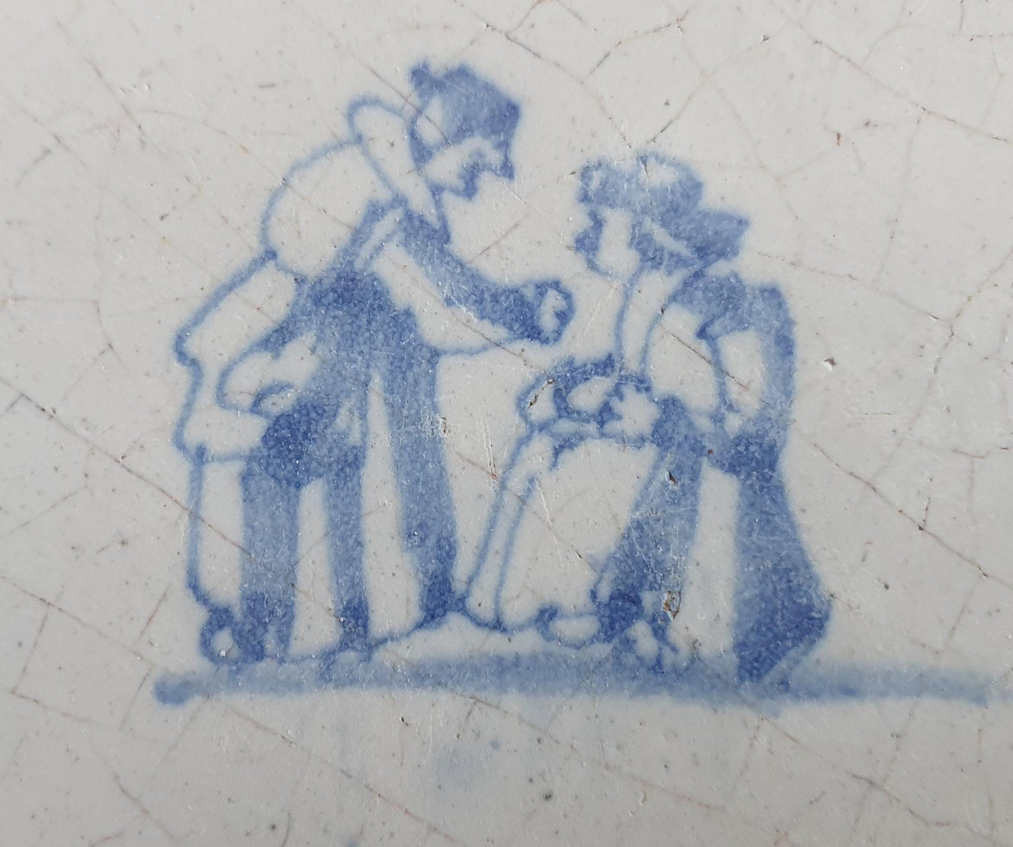 Dutch antique tile, 17th century, child,s play  talking men 1660 rare !