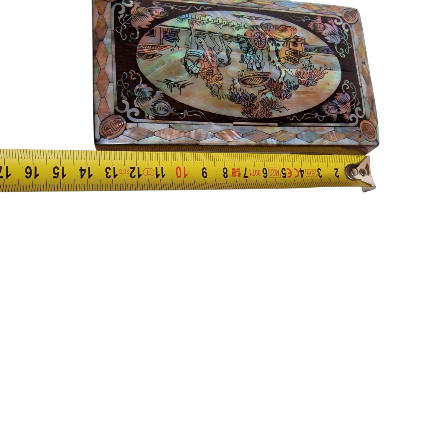 Vintage Chinese Lacquer Jewelry Box, Mother of Pearl Inlay, Large Cabinet
