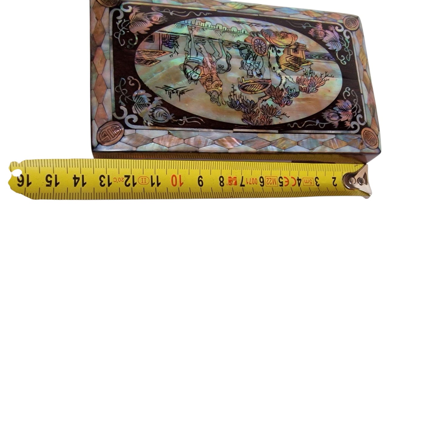 Vintage Chinese Lacquer Jewelry Box, Mother of Pearl Inlay, Large Cabinet