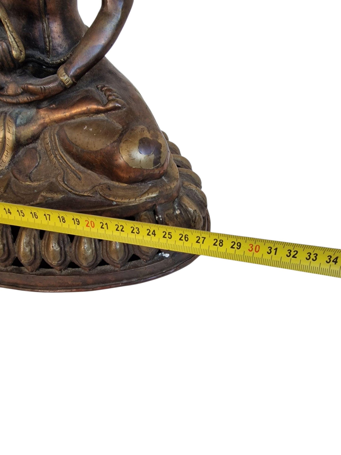 Large Antique Gilded Bronze Buddha – 19th Century Tibetan Bodhisattva Statue