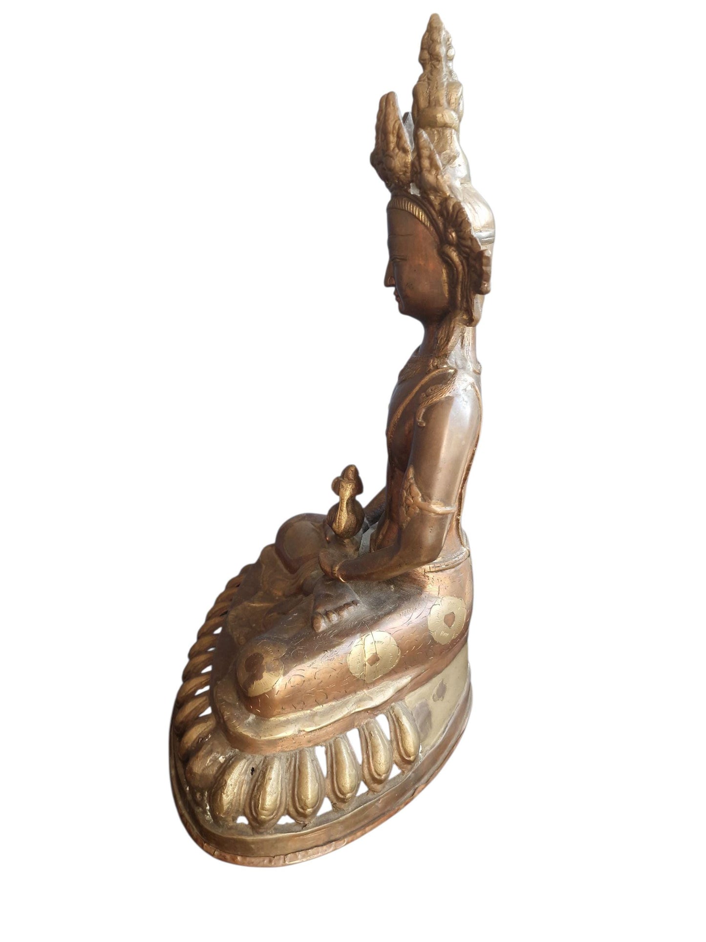 Large Antique Gilded Bronze Buddha – 19th Century Tibetan Bodhisattva Statue