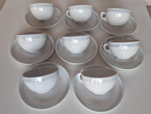 Vintage Rörstrand Sweden Coffee Cup Set – Mid-Century Scandinavian Porcelain, 8-Person