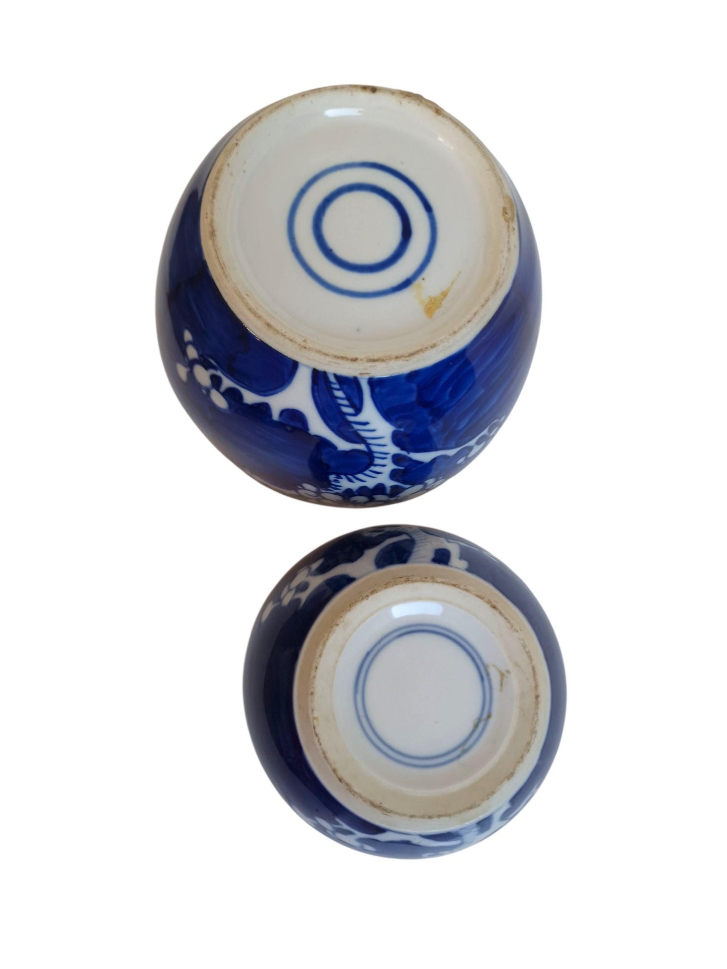 Vintage Chinese Porcelain Ginger Jars – Blue and White Plum Blossom, Set of 2 cherry