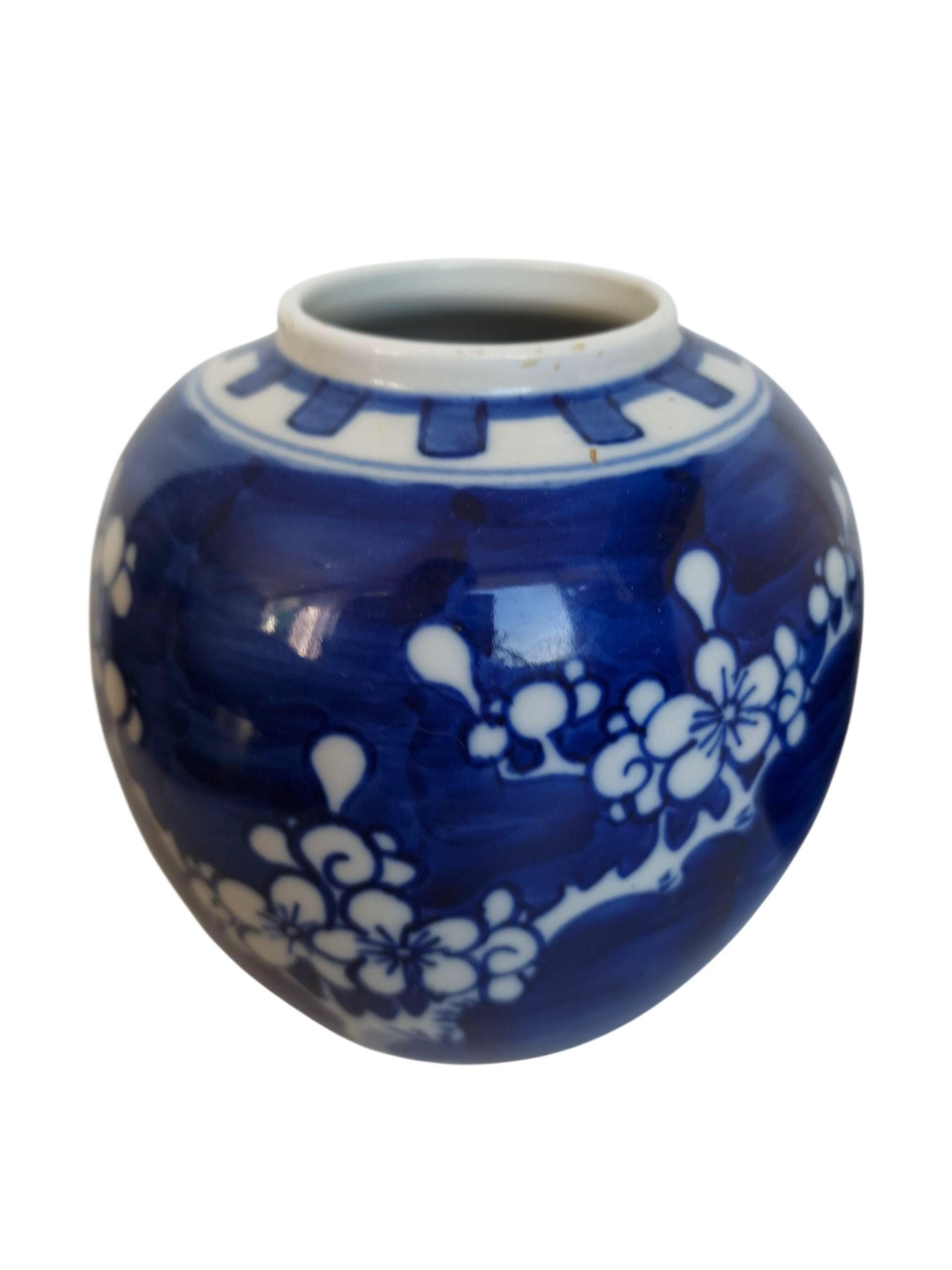 Vintage Chinese Porcelain Ginger Jars – Blue and White Plum Blossom, Set of 2 cherry