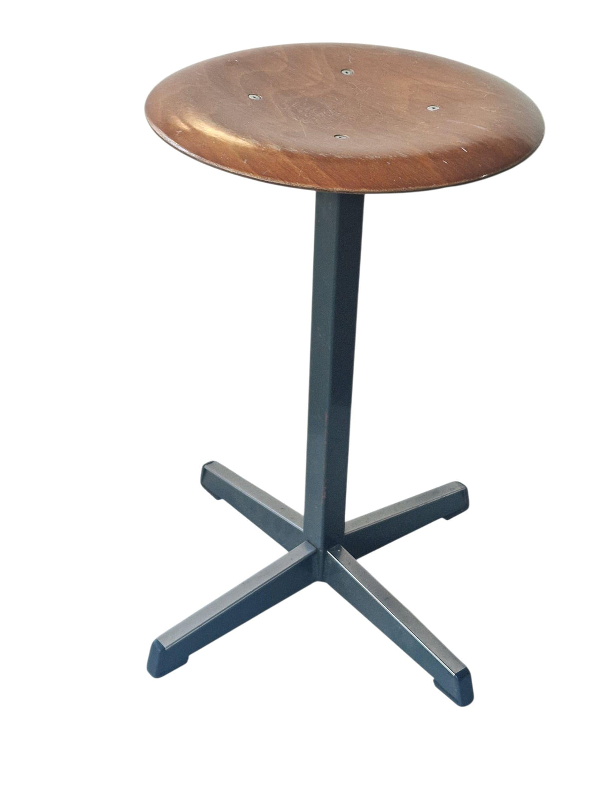 Vintage Randers Denmark Stool, Teak and Metal Industrial Design