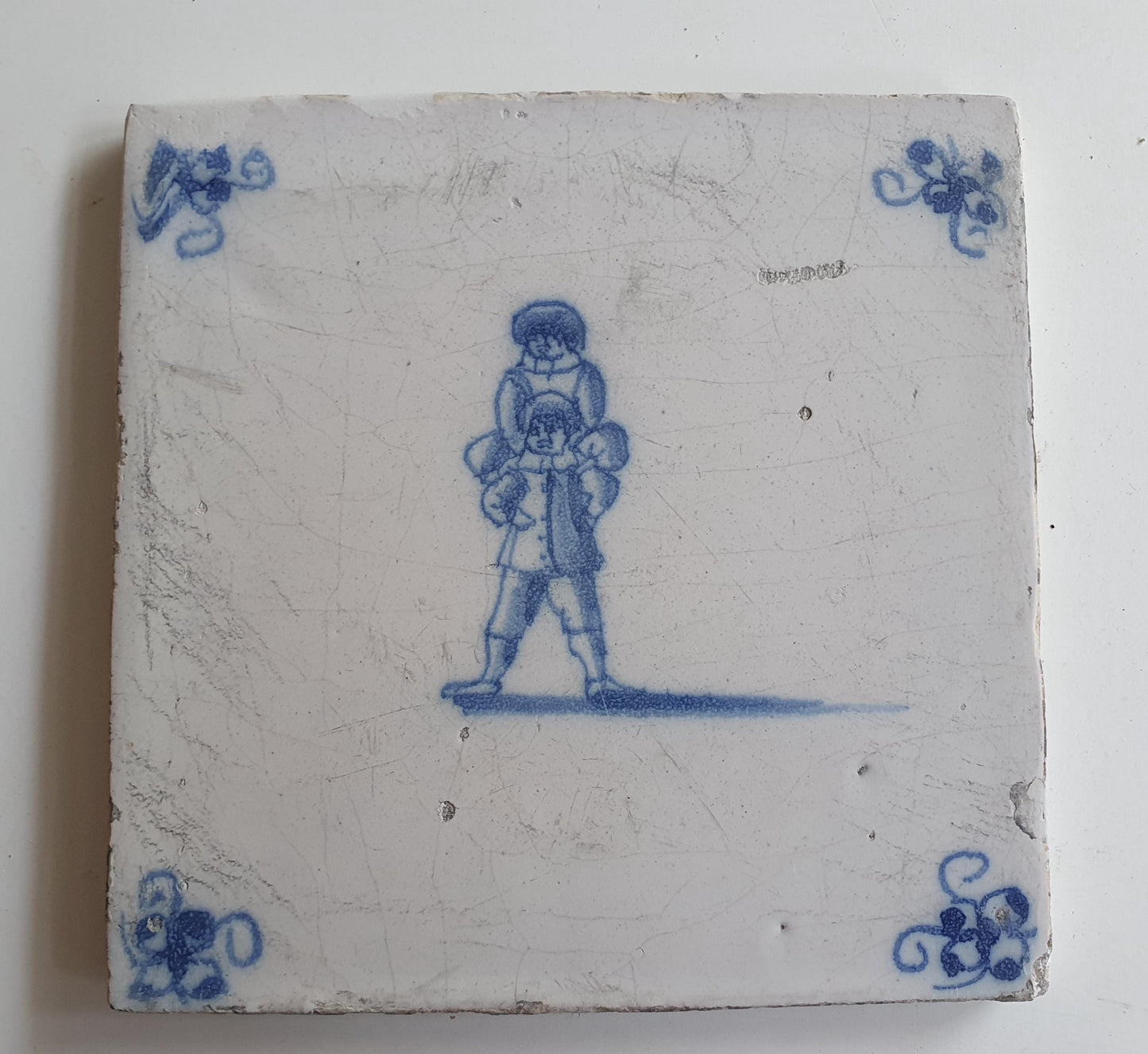 Dutch antique tile, 17th century, child,s play 1660 rare !