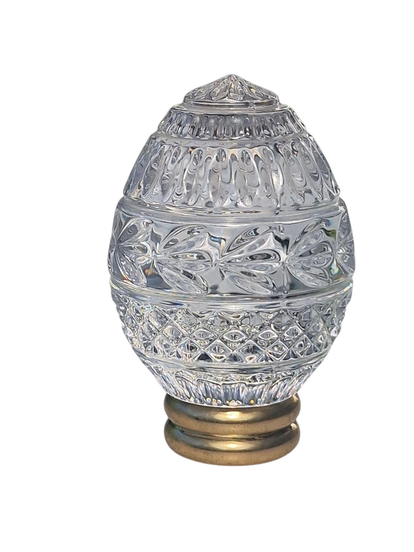 Fabergé lead crystal egg, on gold foot, House of faberge by Franklin mint