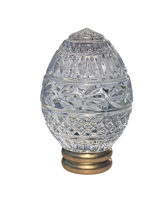 Fabergé lead crystal egg, on gold foot, House of faberge by Franklin mint