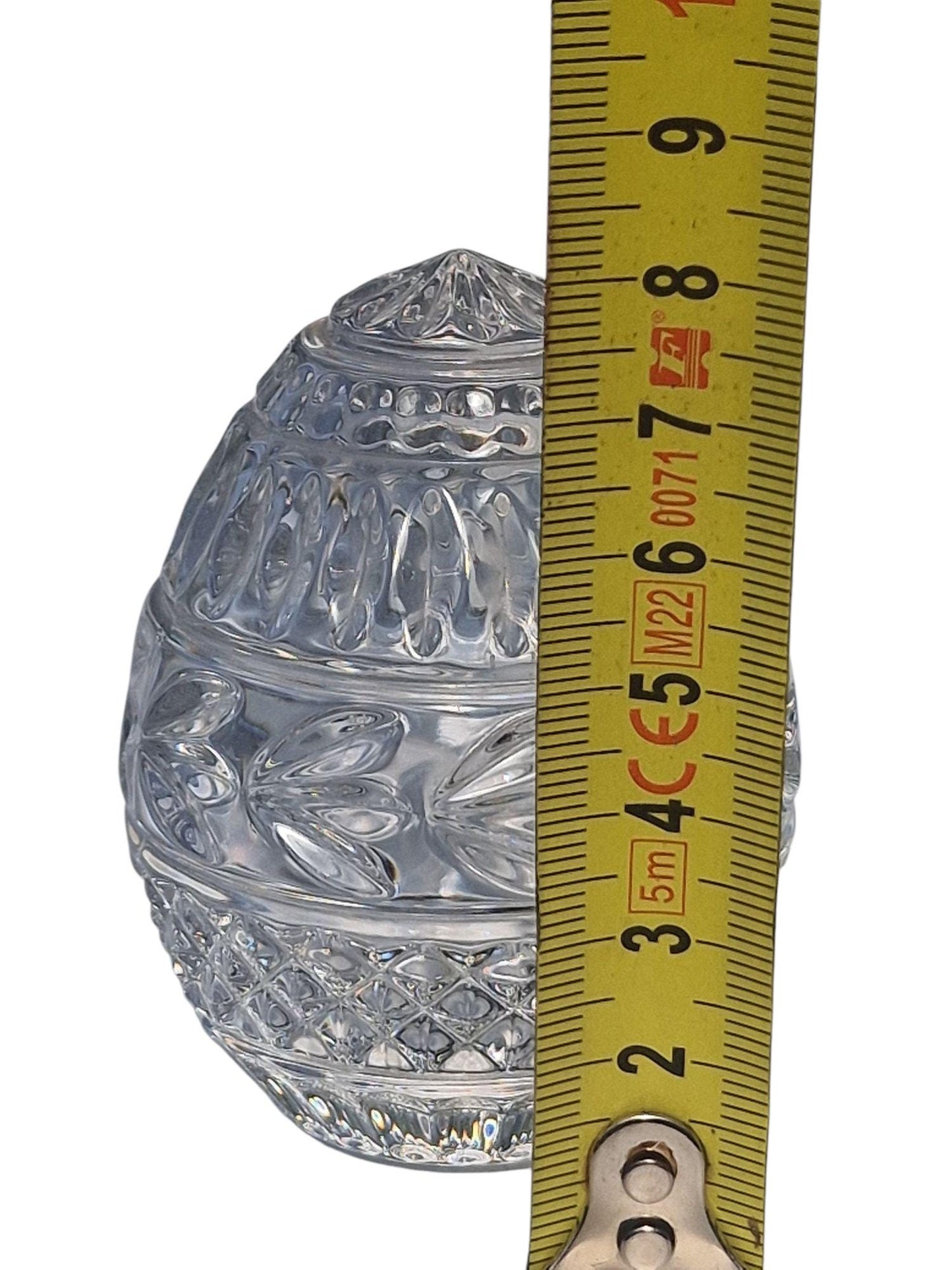 Fabergé lead crystal egg, on gold foot, House of faberge by Franklin mint