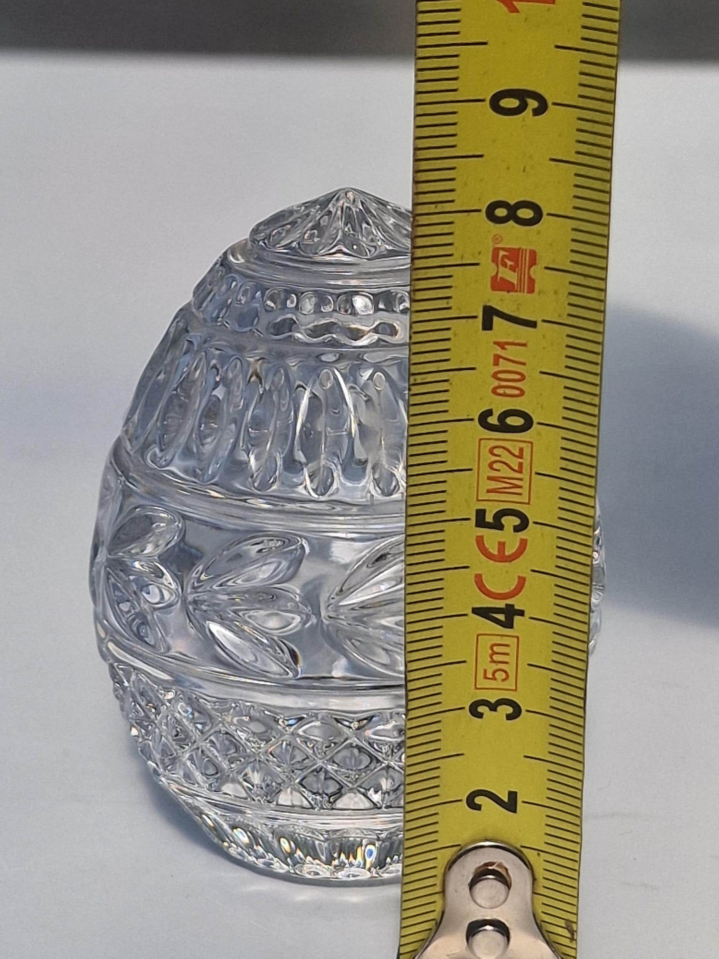 Fabergé lead crystal egg, on gold foot, House of faberge by Franklin mint