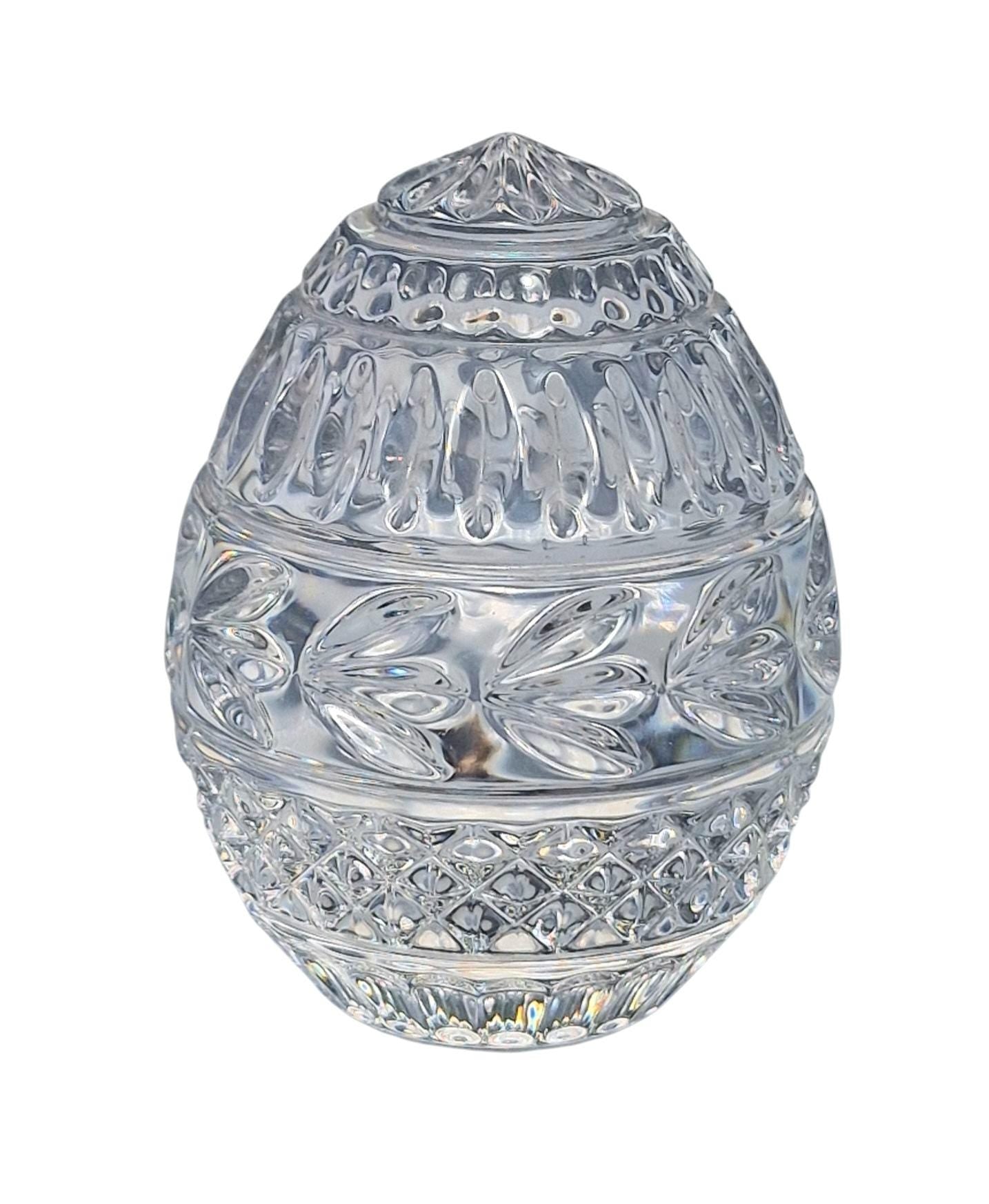 Fabergé lead crystal egg, on gold foot, House of faberge by Franklin mint