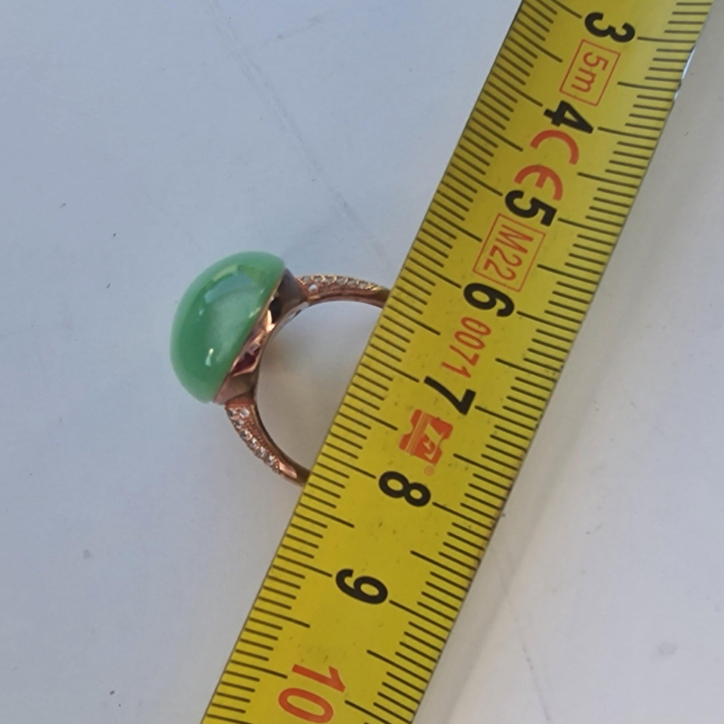 Tatiana Fabergé Egg Ring, Emerald Green Cabochon, 22KT Gilded Sterling Silver faberge