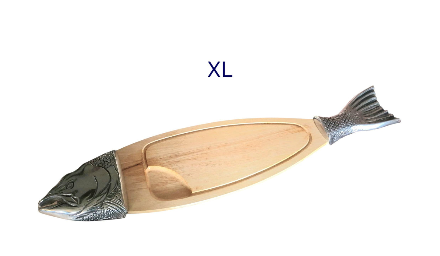 XXL Scottish Wood Fish Serving Board, Metal Accents, Wall Decor