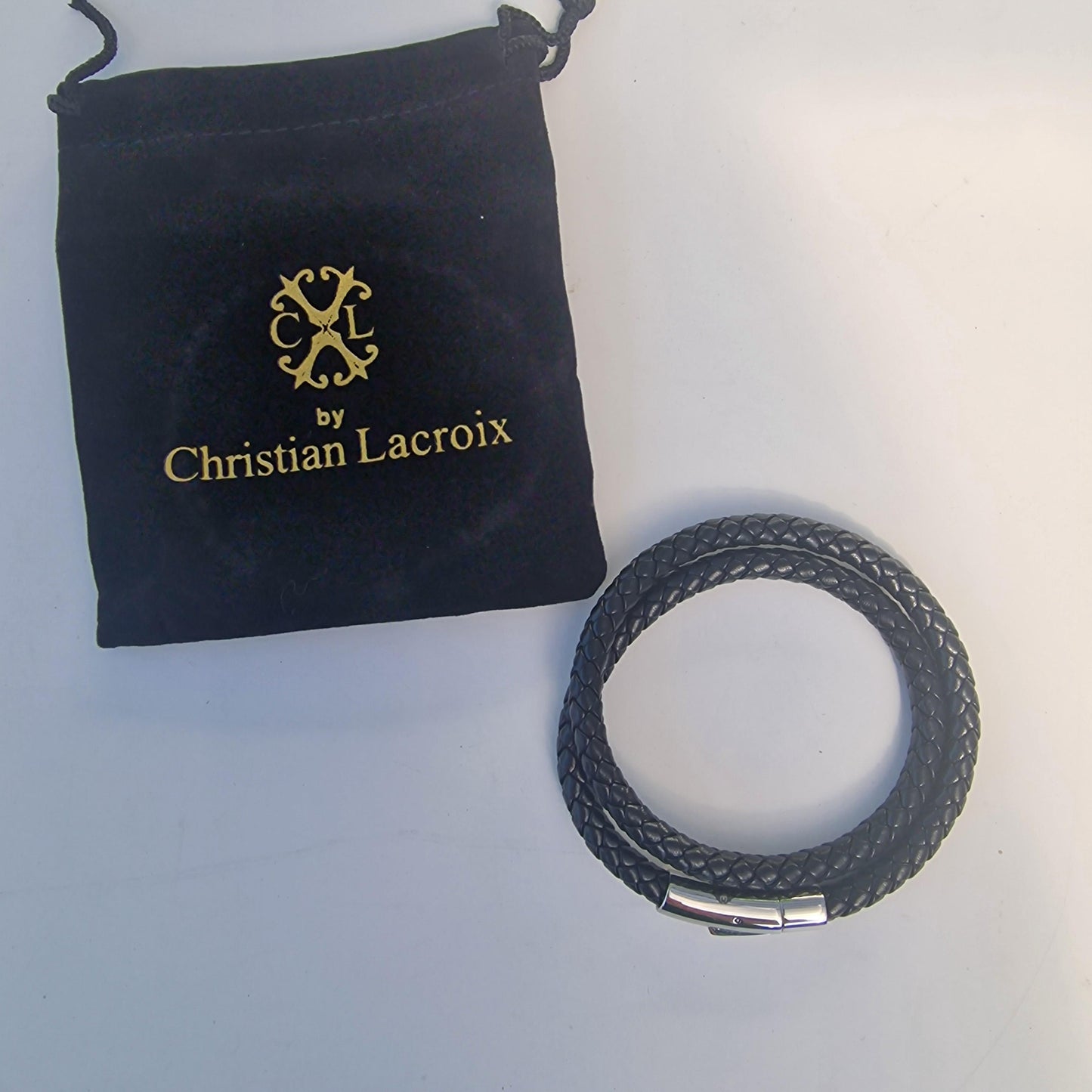Christian Lacroix Men's Leather & Steel Infinity Bracelet