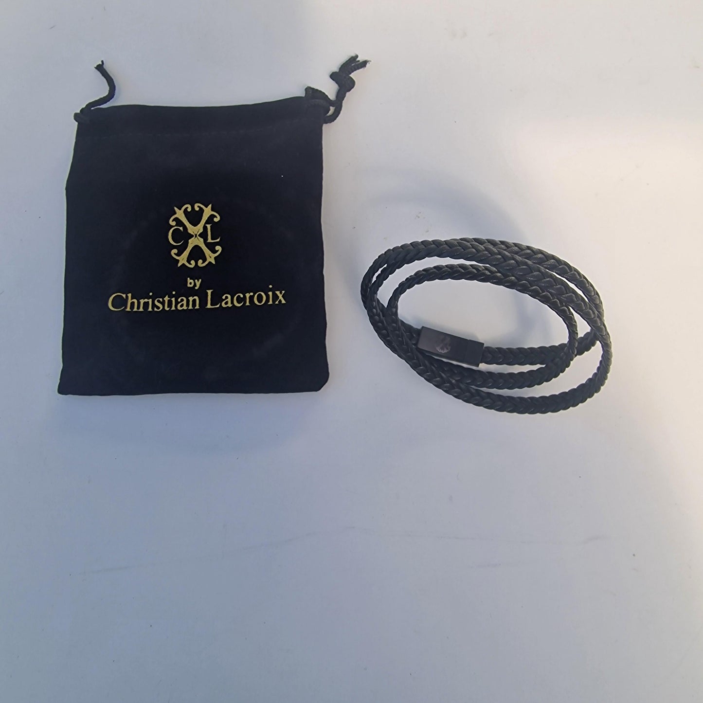 Christian Lacroix Men's Leather & Steel Infinity Bracelet