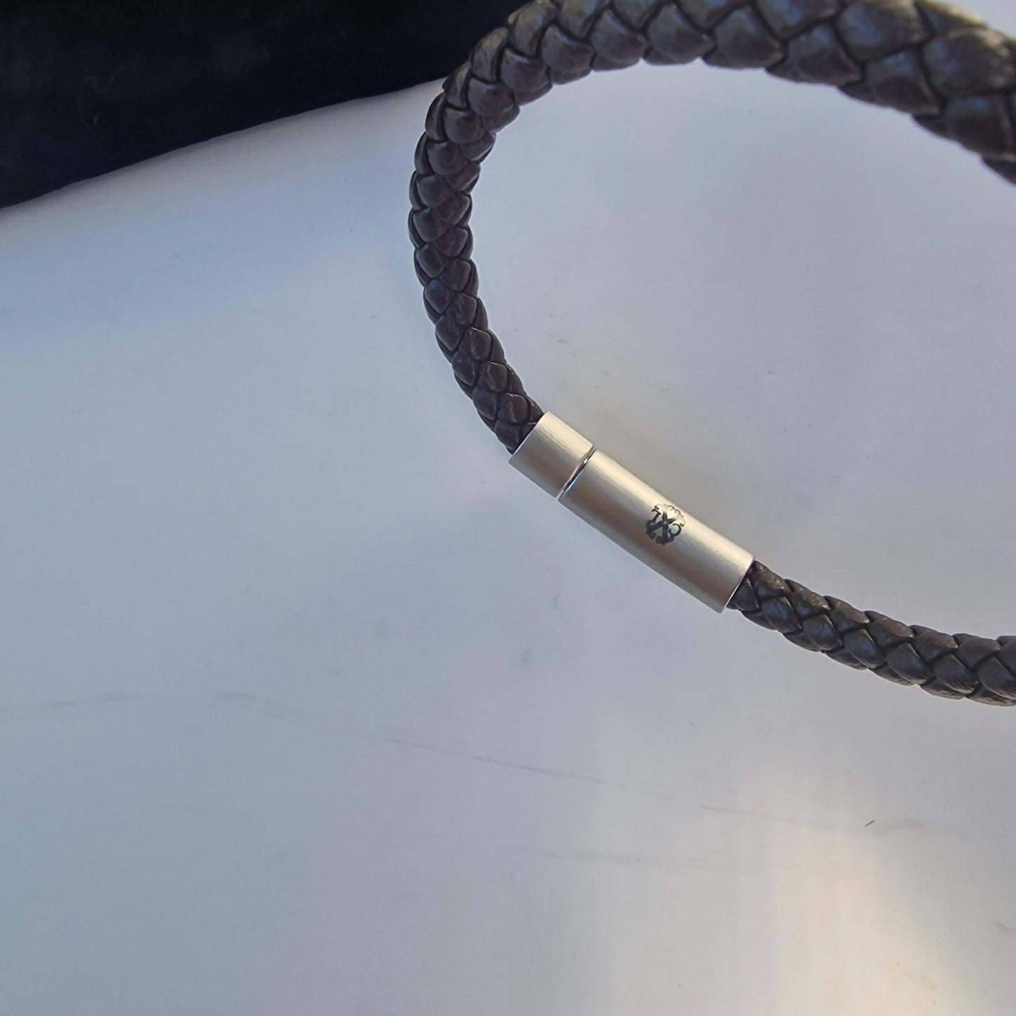 Christian Lacroix Braided Leather Bracelet, Men's Steel Clasp
