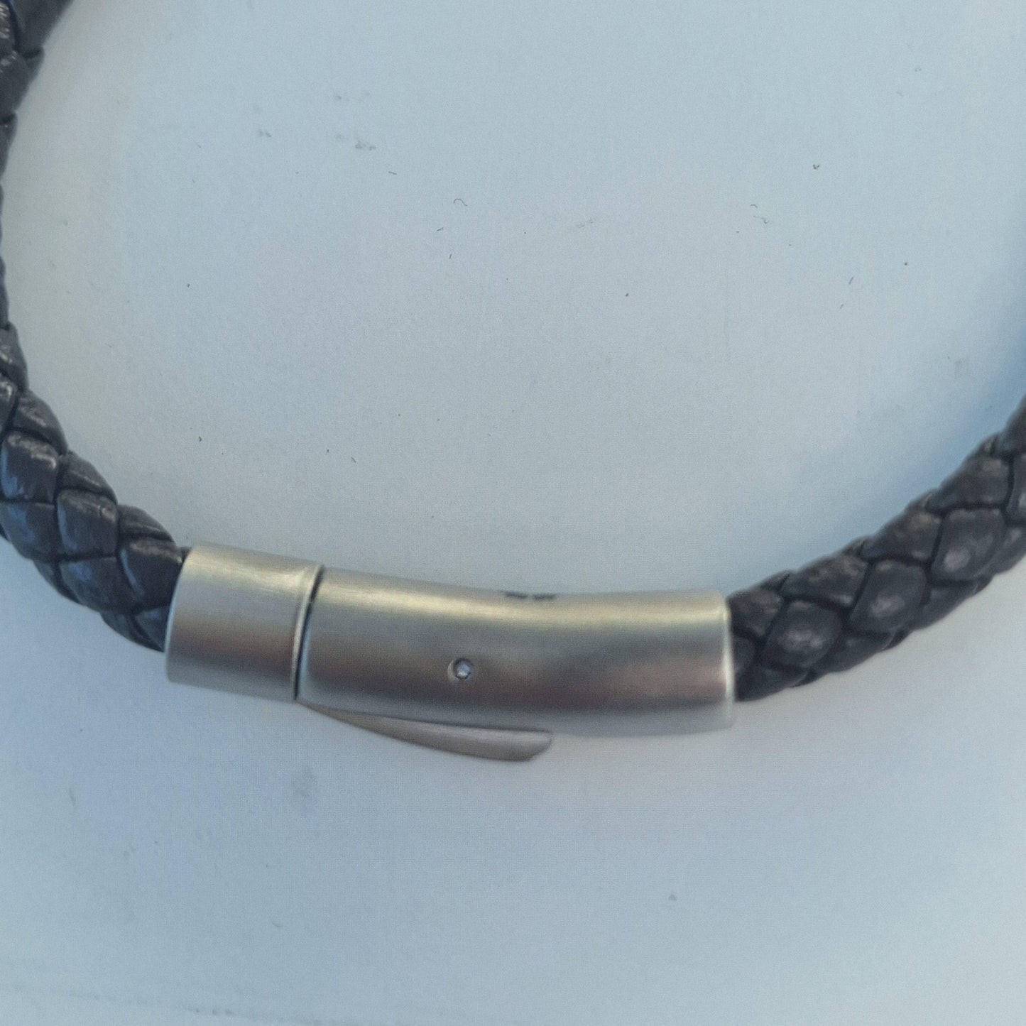Christian Lacroix Braided Leather Bracelet, Men's Steel Clasp