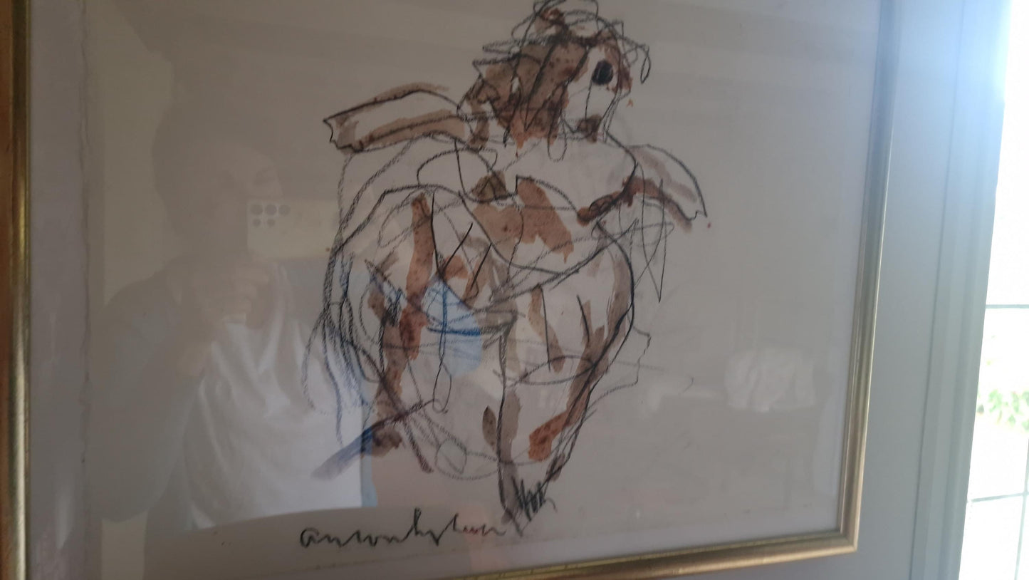 Anton Heijboer , vrouw, 54 x 40, krijt/aquarel, signed, in lijst. Nederlandse polygamy artiest