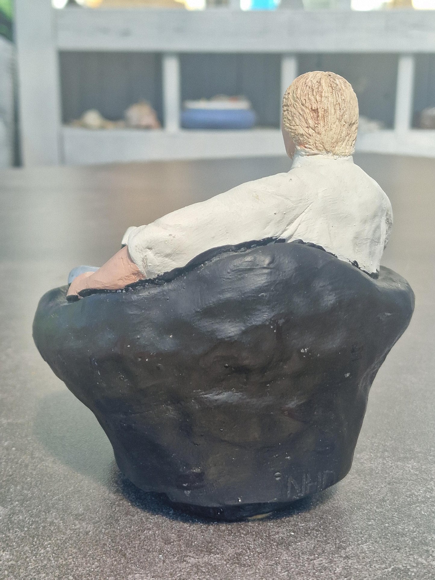 Vintage 1980s Sculpture, Donald Trump Style Figurine, Signed NHD
