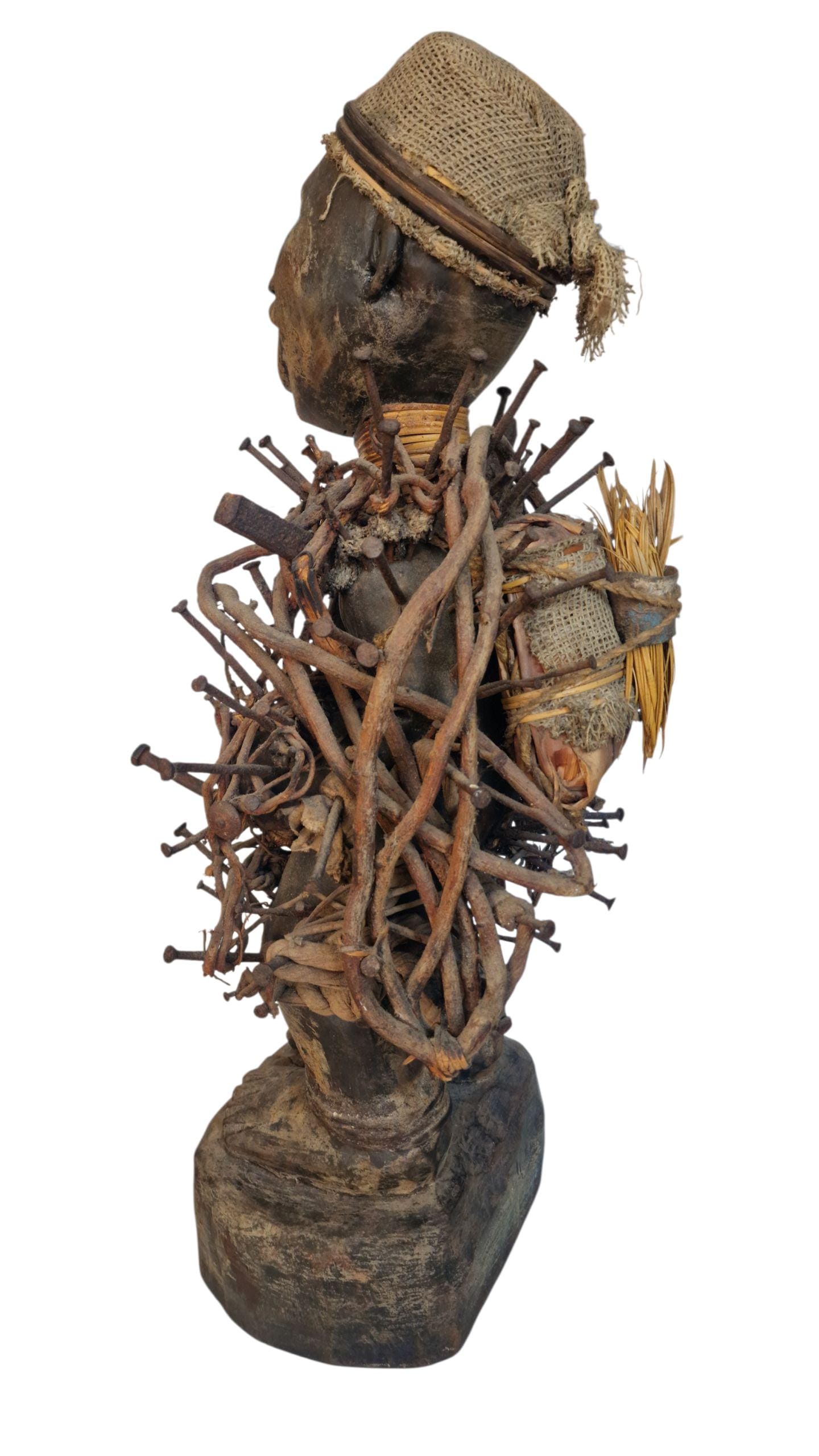 Large African Nkisi Nkondi Power Figure, Congo Tribal Statue, 1940s
