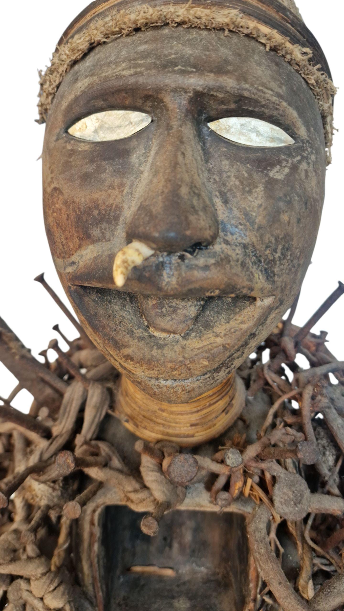 Large African Nkisi Nkondi Power Figure, Congo Tribal Statue, 1940s