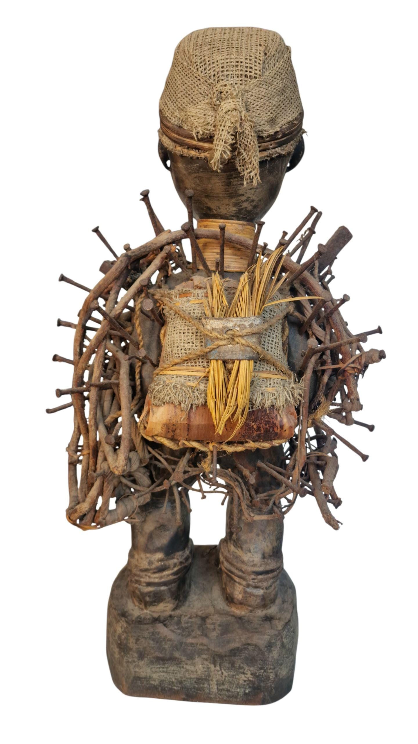 Large African Nkisi Nkondi Power Figure, Congo Tribal Statue, 1940s