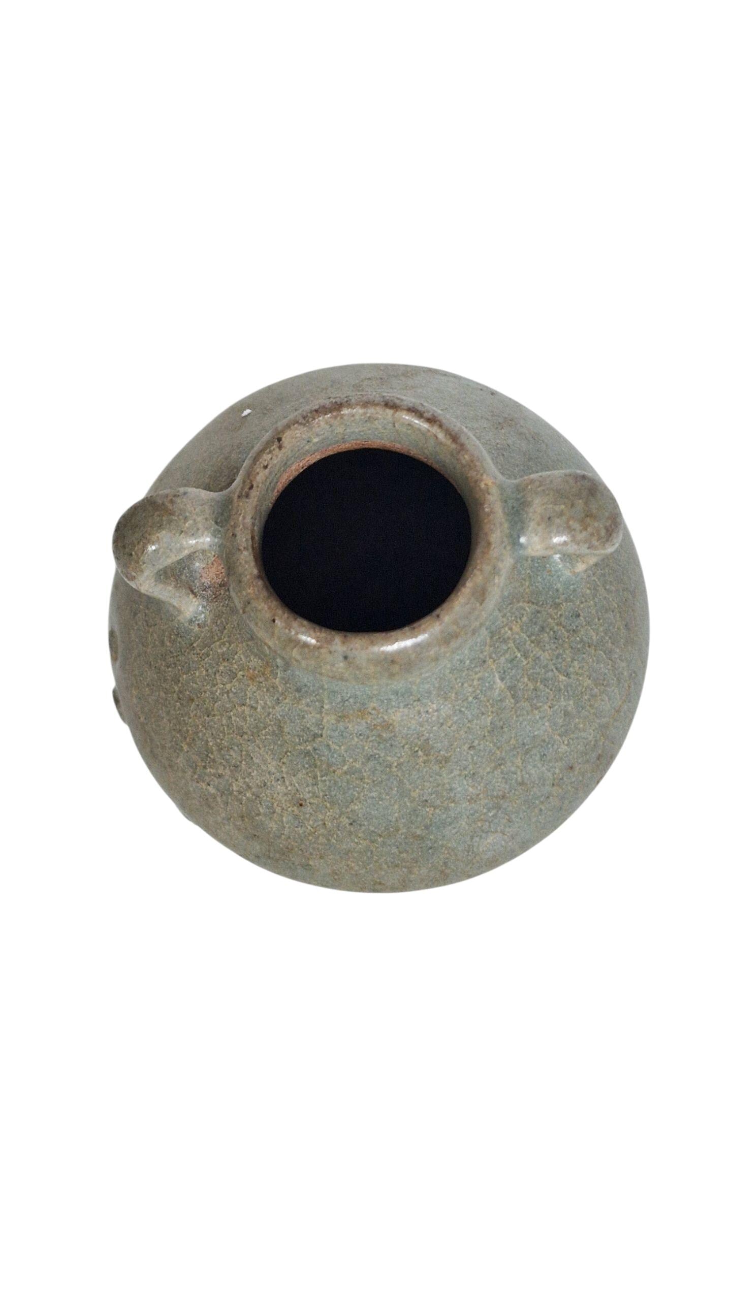 Antique Celadon Miniature Vase, Qing Dynasty, Asian Pottery