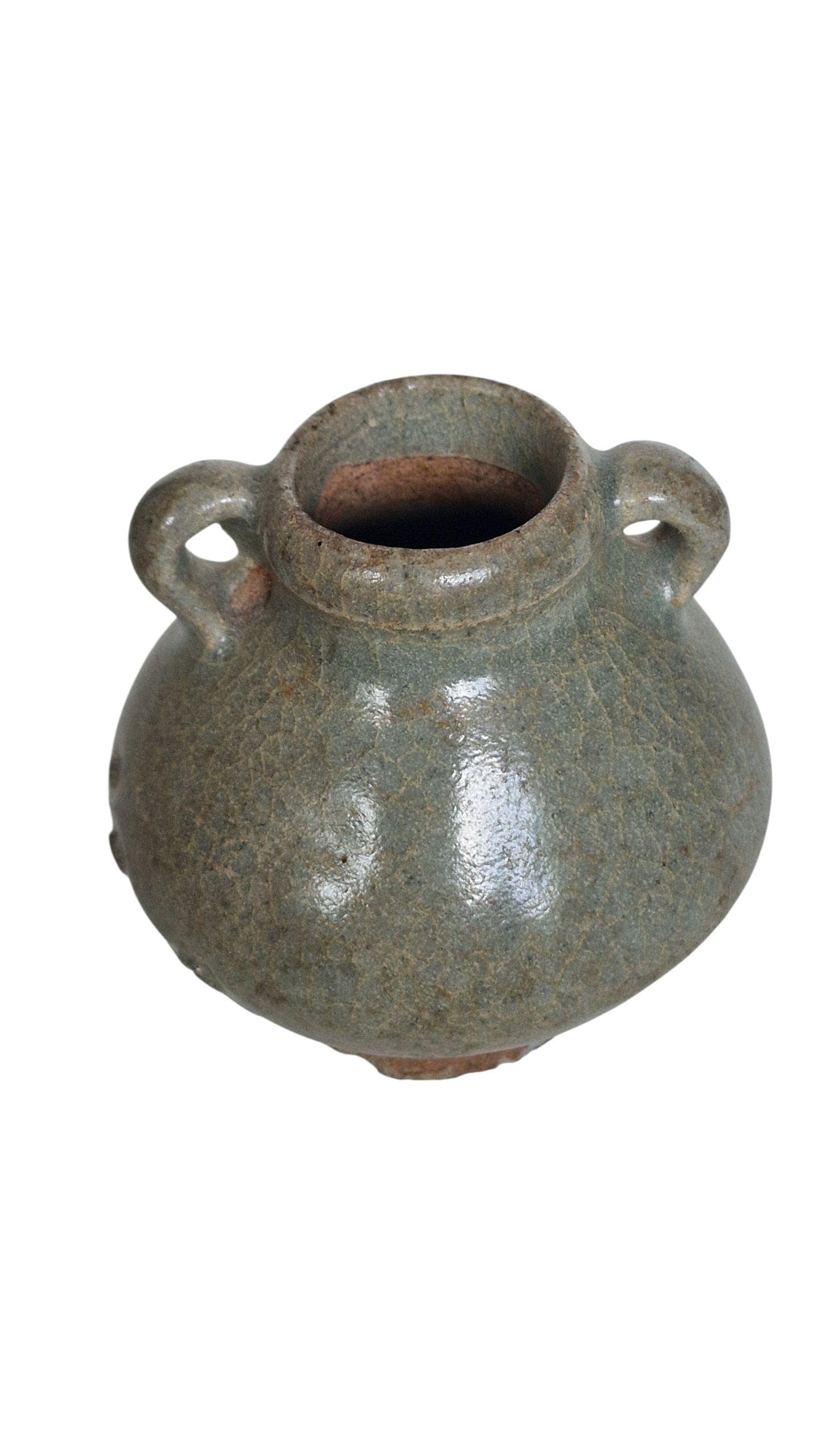 Antique Celadon Miniature Vase, Qing Dynasty, Asian Pottery