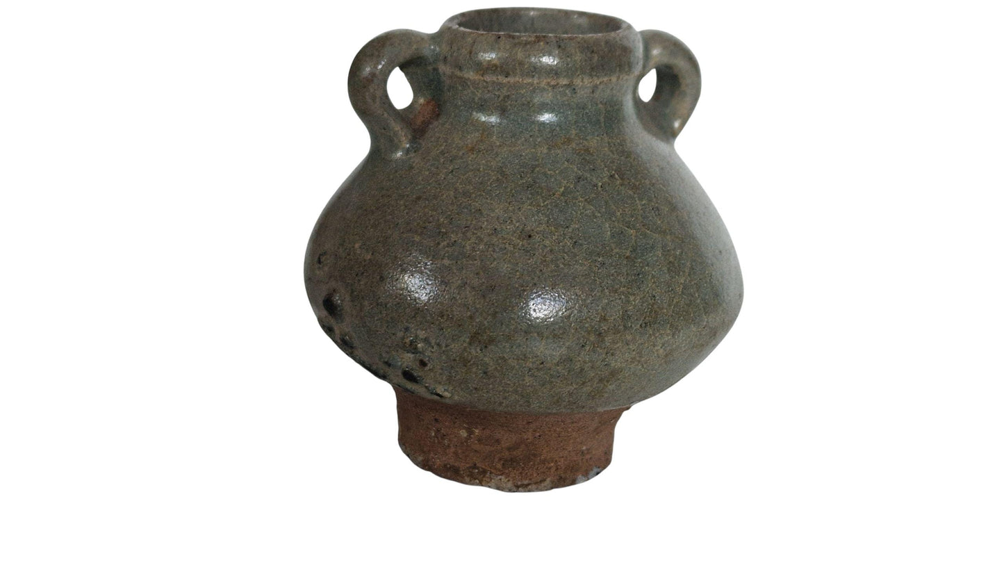 Antique Celadon Miniature Vase, Qing Dynasty, Asian Pottery