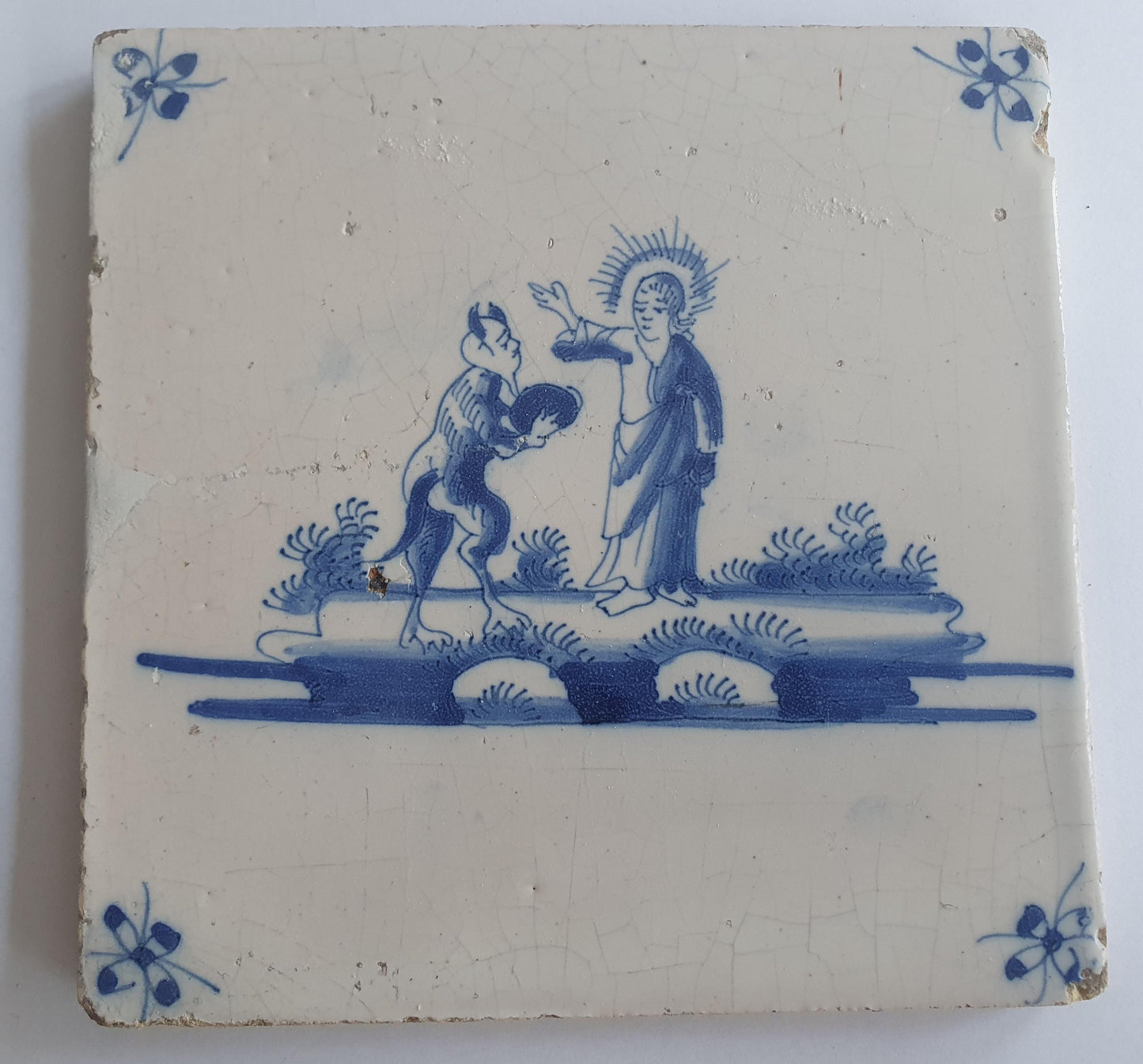 This original 18th century (c. 1700) Delft tile bibel.