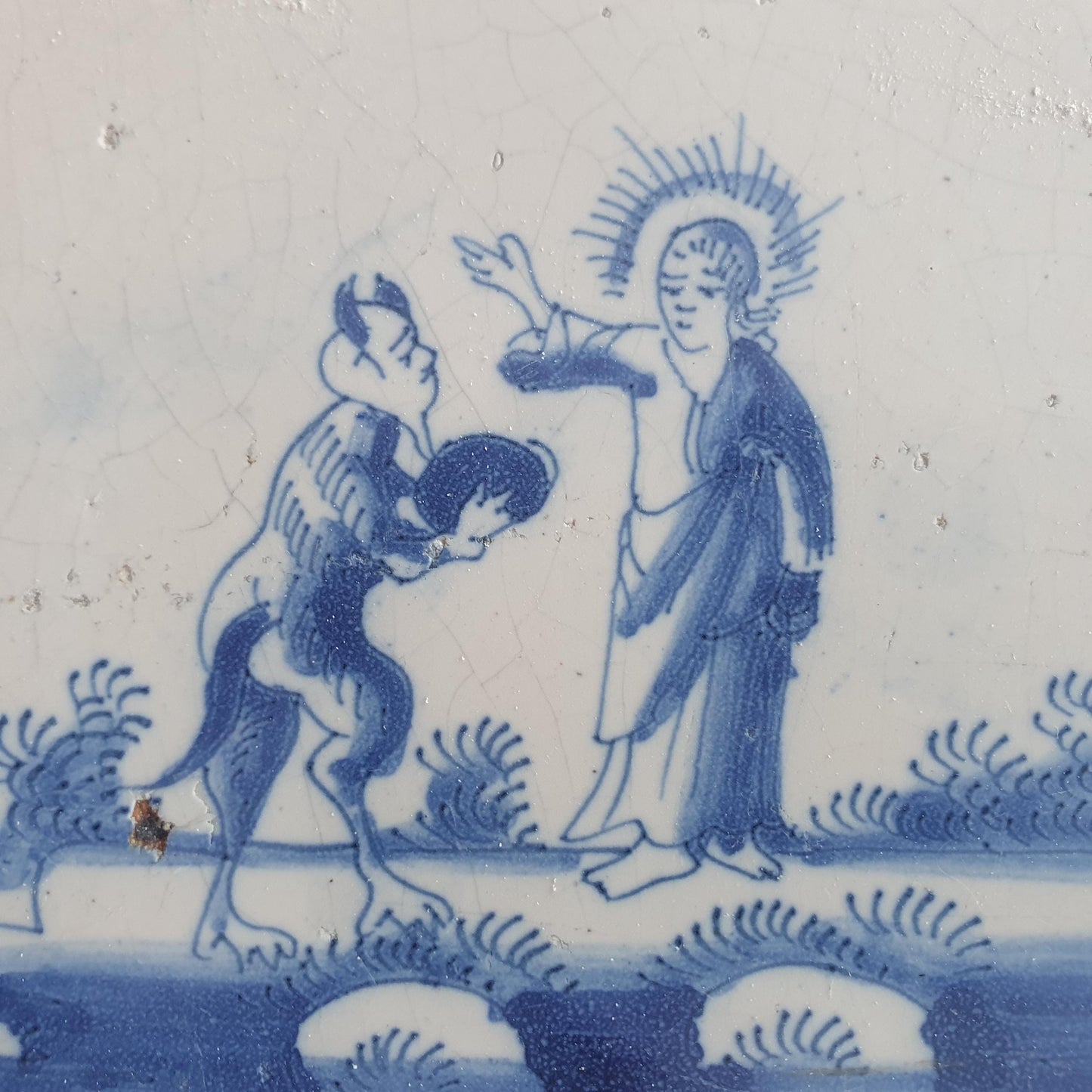 This original 18th century (c. 1700) Delft tile bibel.