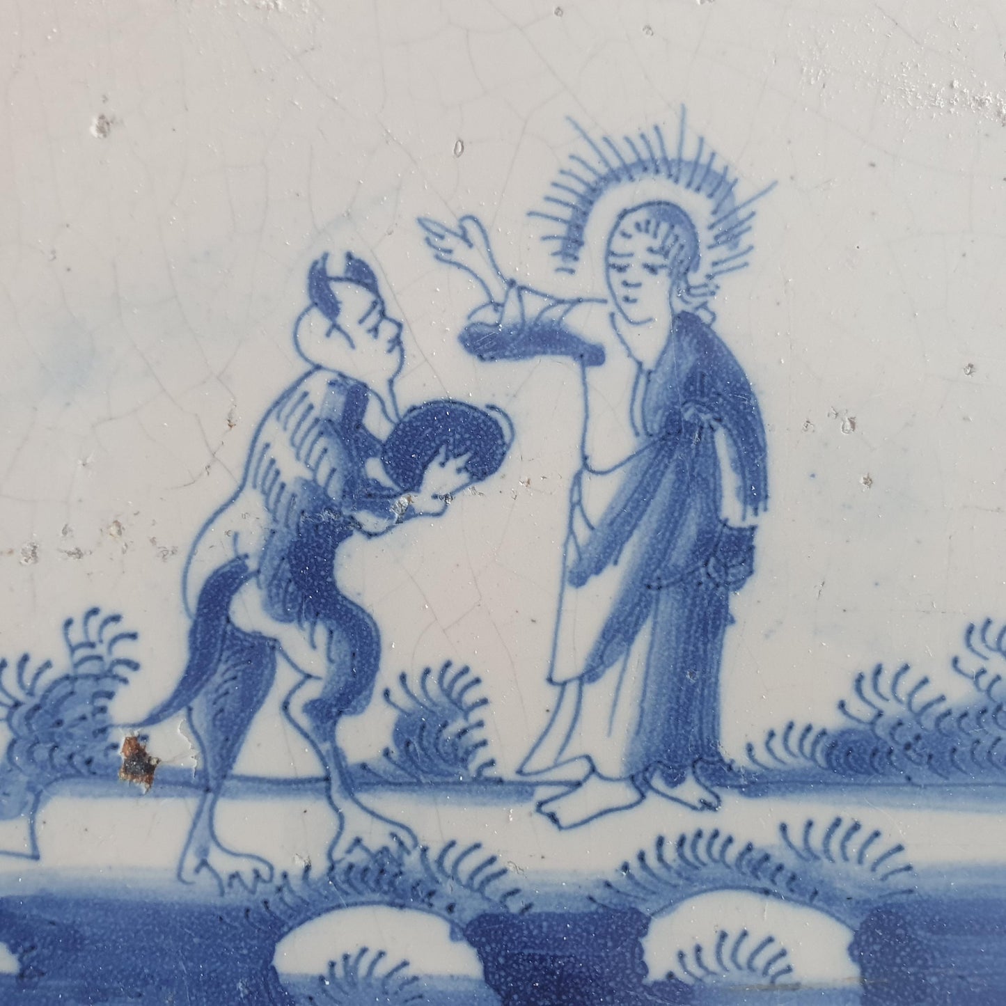 This original 18th century (c. 1700) Delft tile bibel.