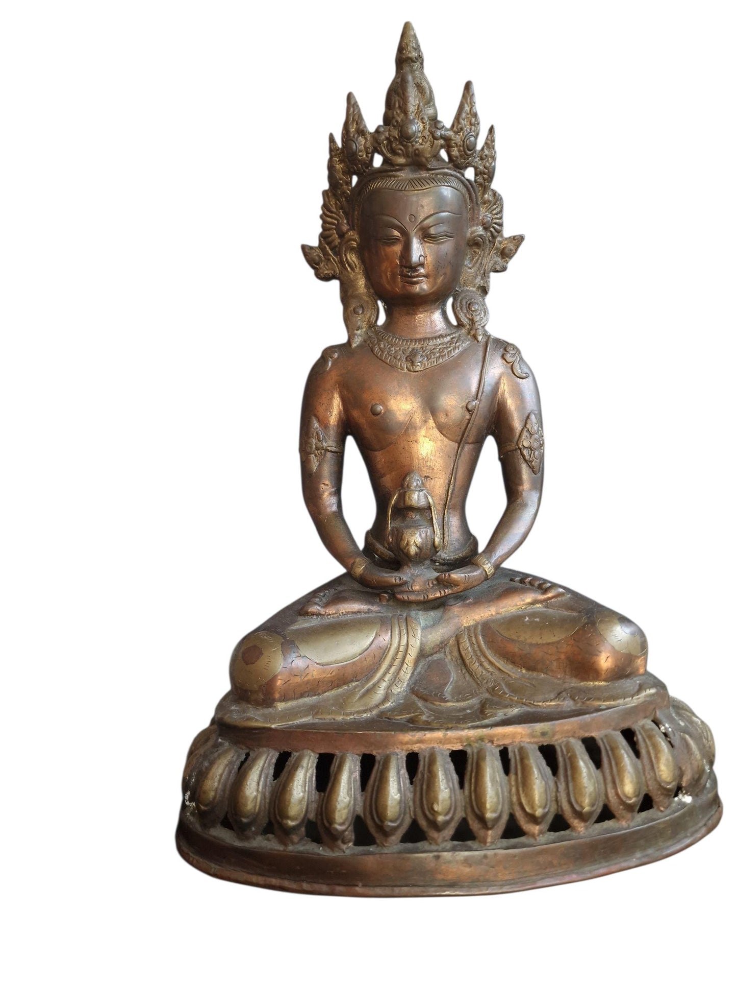 Large Antique Gilded Bronze Buddha – 19th Century Tibetan Bodhisattva Statue