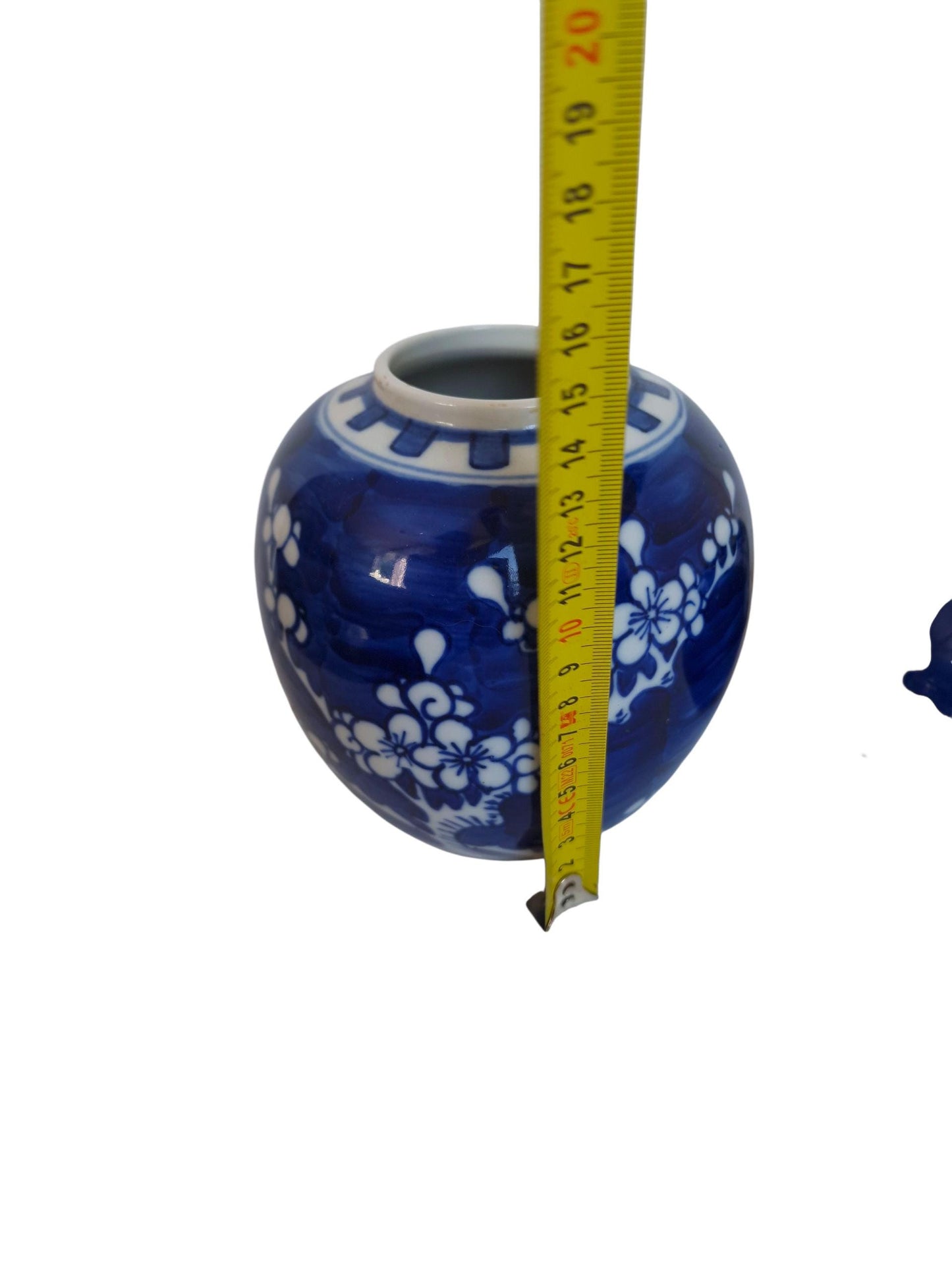 Vintage Chinese Porcelain Ginger Jars – Blue and White Plum Blossom, Set of 2 cherry