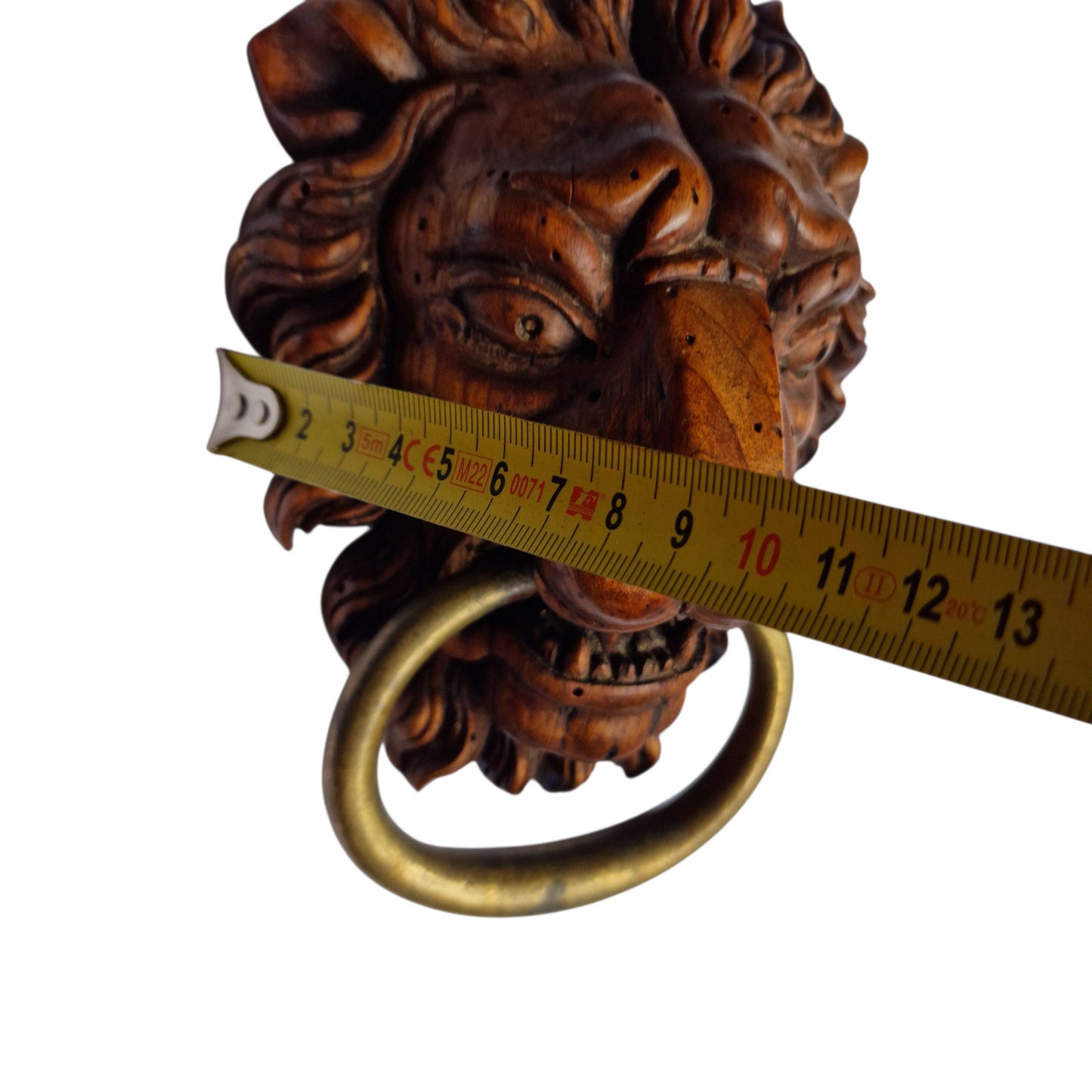 18th Century Hand-Carved Lion Door Knocker with Brass Ring - Architectural Salvage