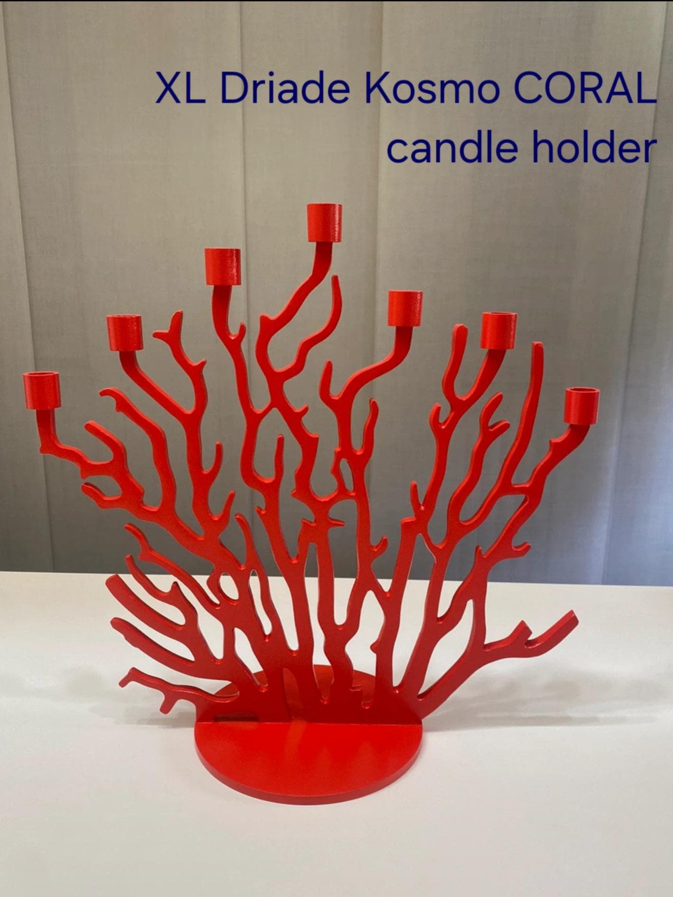 Driade Kosmo Tenochtitlan Candlestick, XL Red Metal Coral Design, Boxed