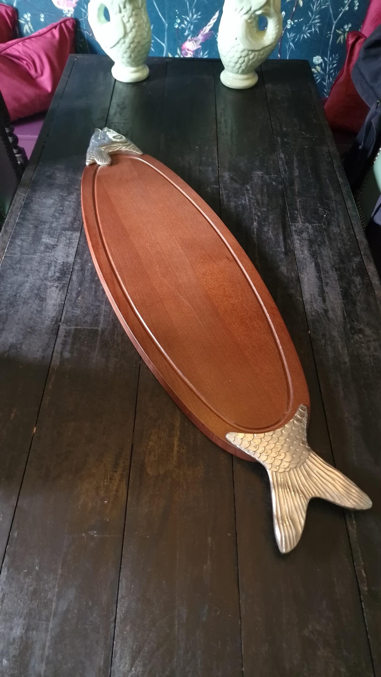 XXL Scottish Ironwood Fish Serving Platter, Banquet Shelf, 1 Meter